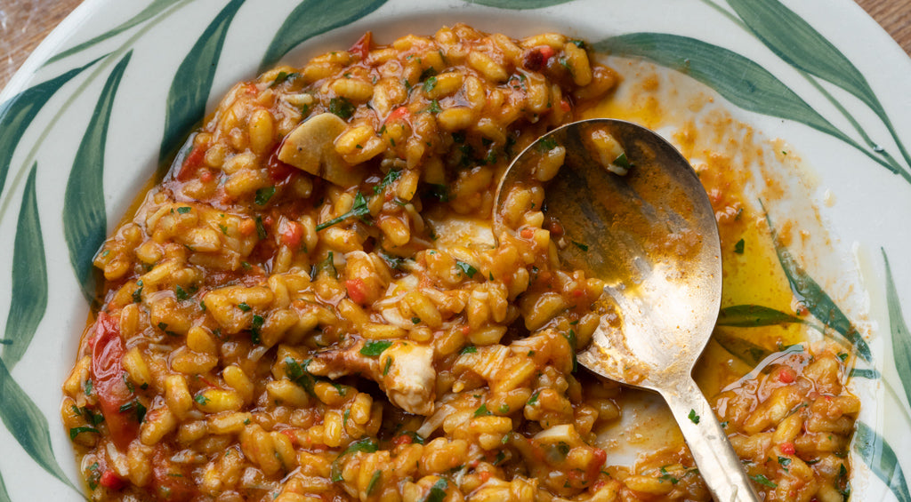 Julius Roberts' delicious crab, saffron and tomato risotto