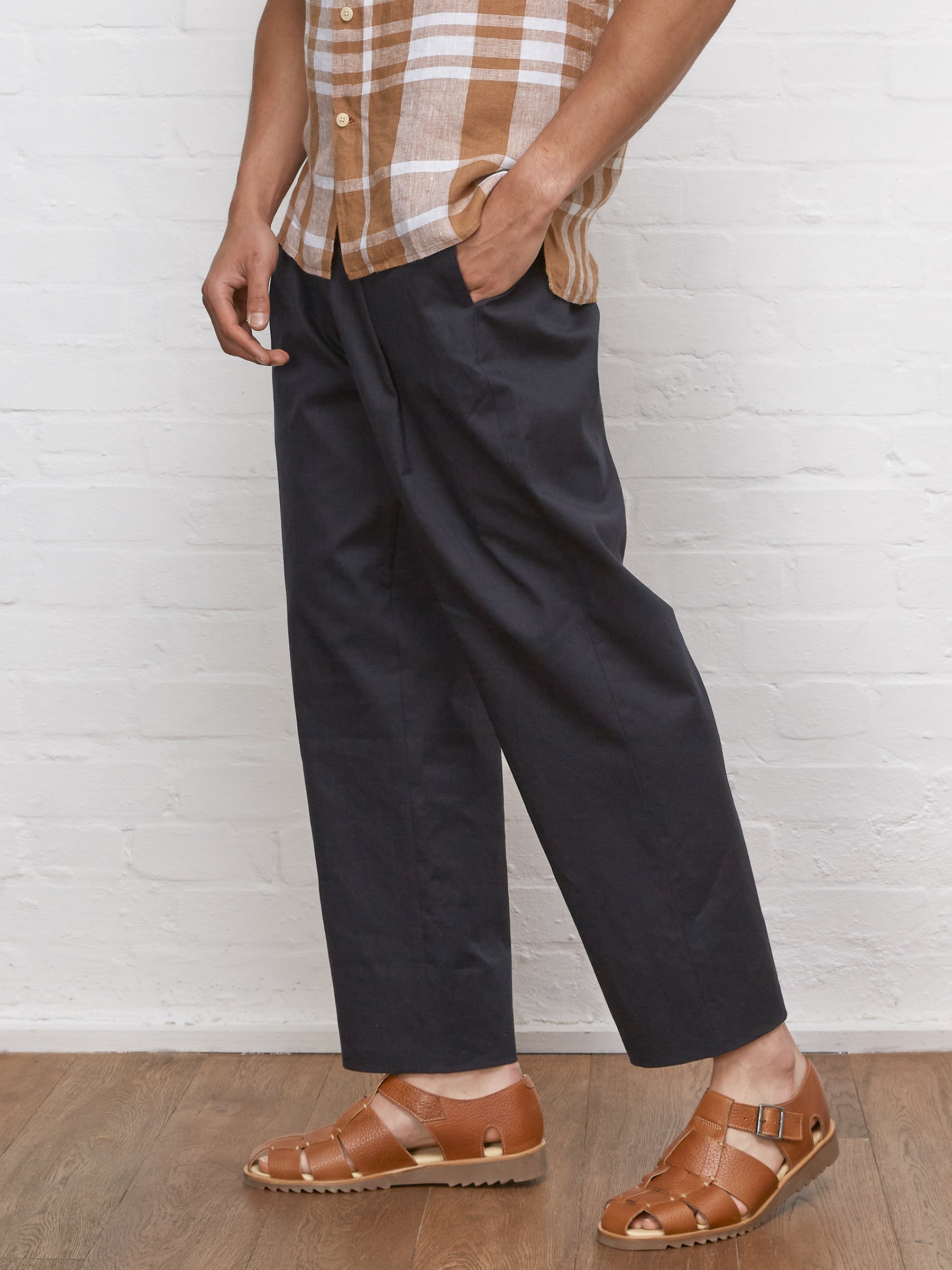 Pleat Trousers Farrell Navy