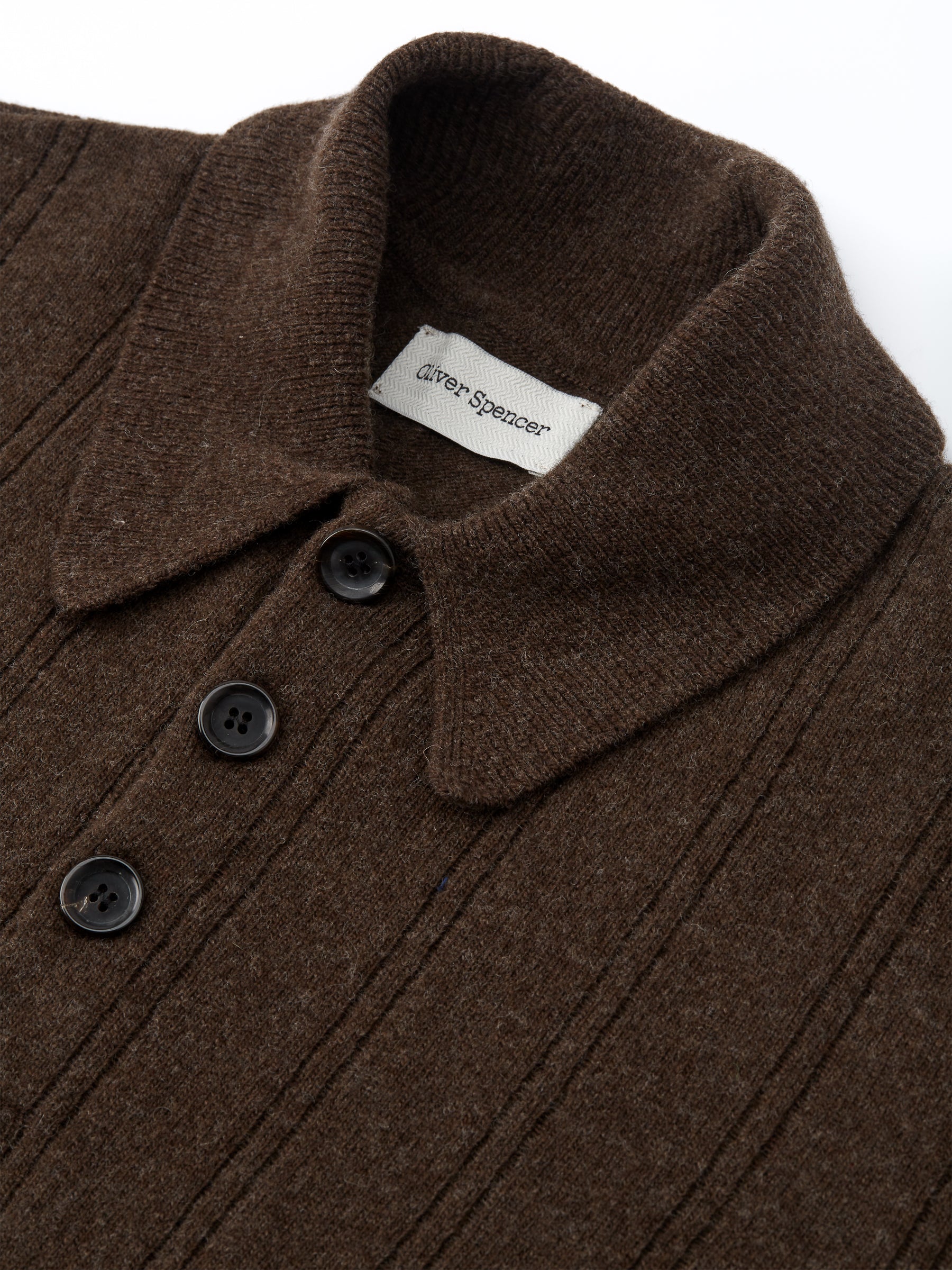 Pablo Knitted Polo Shirt Olsen Chocolate Brown