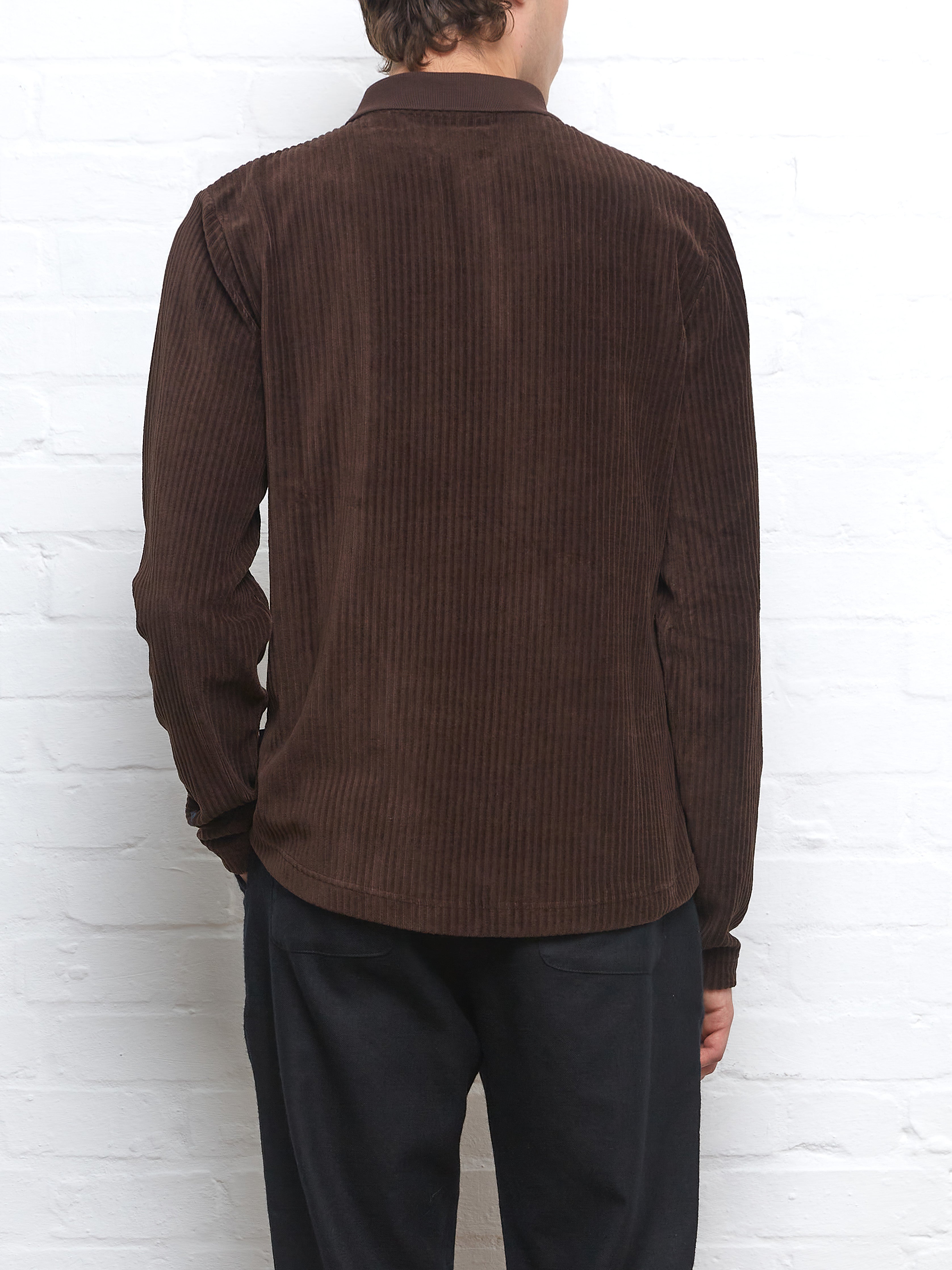 Corringway Long Sleeve Polo Shirt Lulworth Chocolate Brown