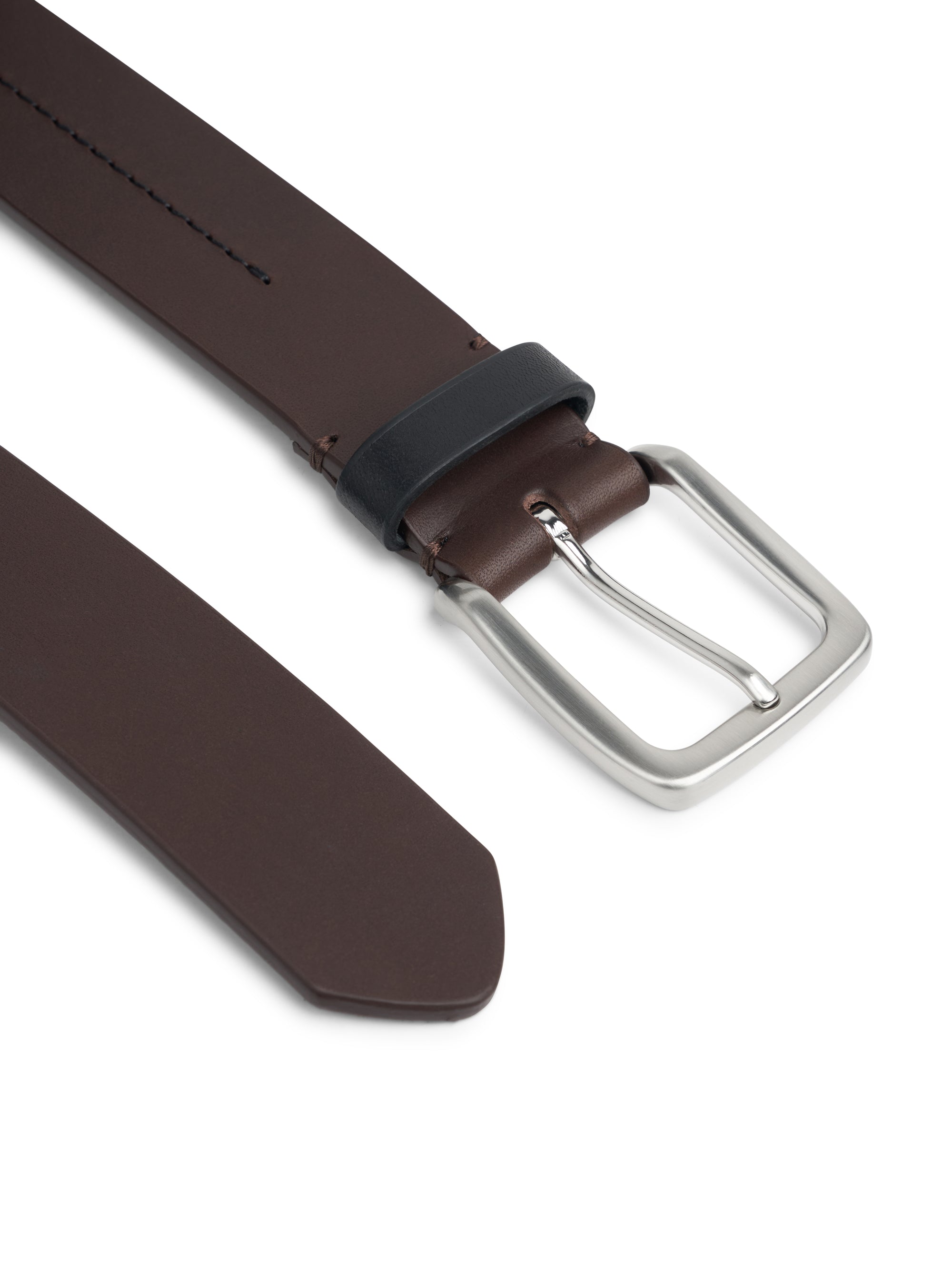 Stitch Belt Leather Chocolate Brown
