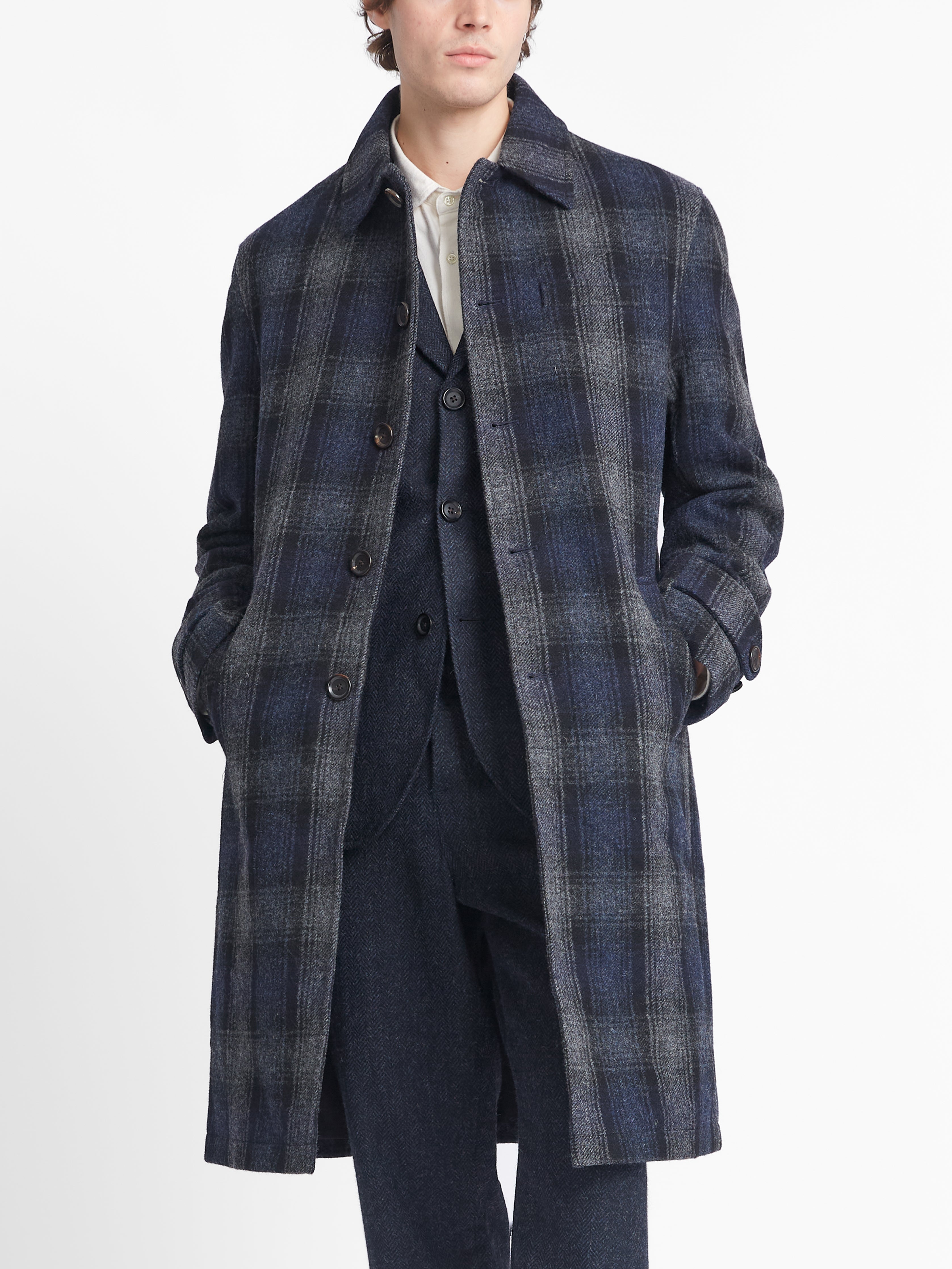 Grandpa Coat Combe Navy/Grey