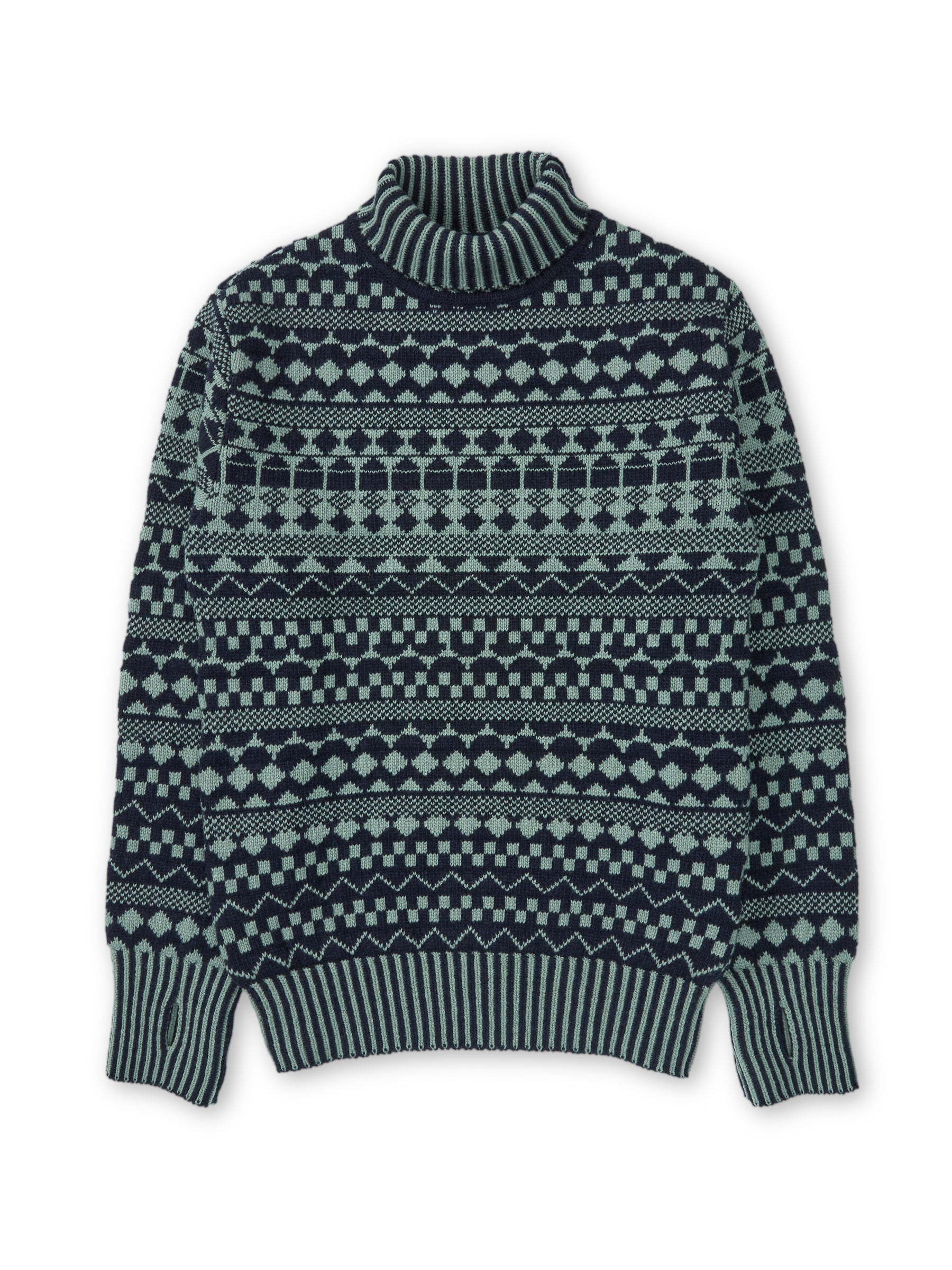 Talbot Roll Neck Jumper Fitzroy Navy/Sea Green