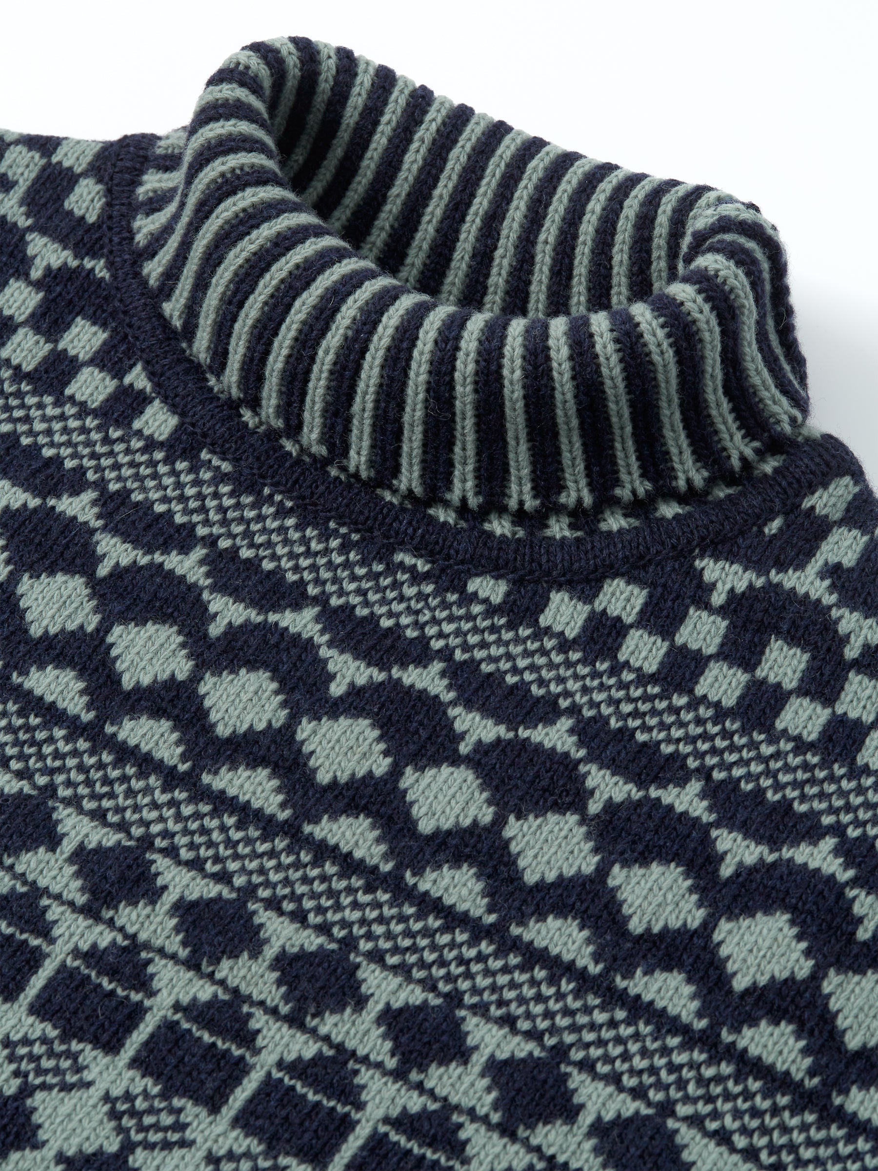 Talbot Roll Neck Jumper Fitzroy Navy/Sea Green