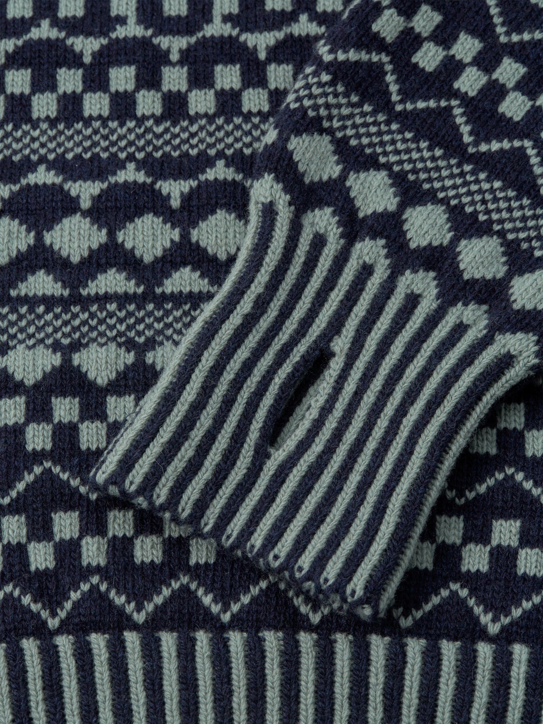 Talbot Roll Neck Jumper Fitzroy Navy/Sea Green