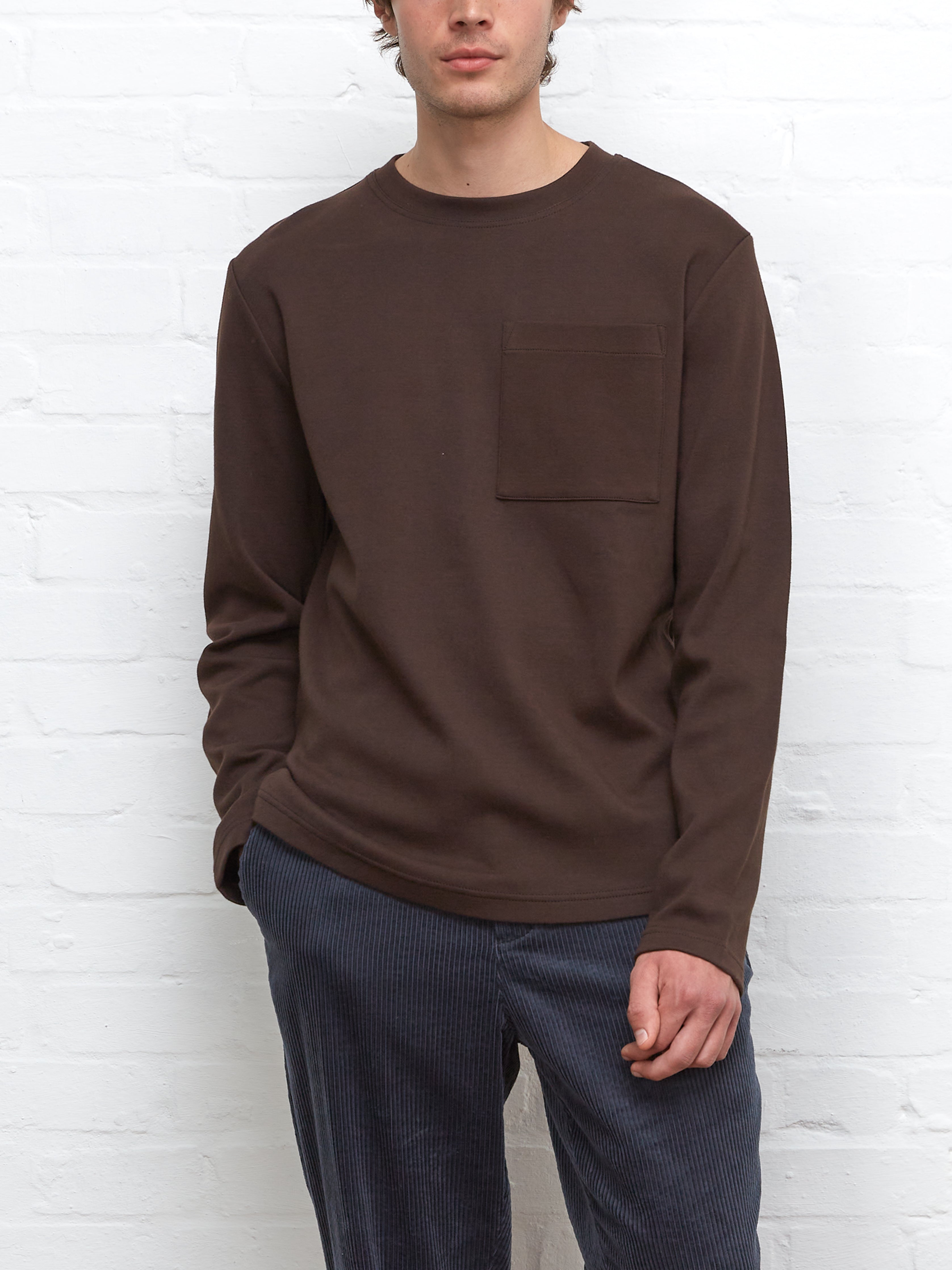 Heavy Long Sleeve T-Shirt Tavistock Chocolate Brown