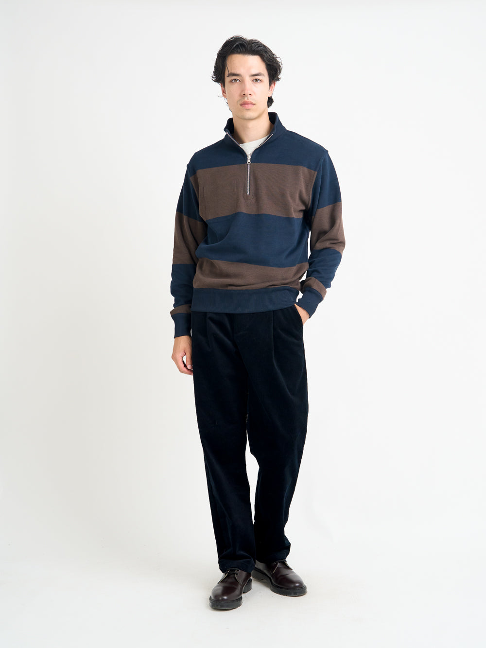 Reversible Half Zip Sweatshirt Latimer Navy/Brown