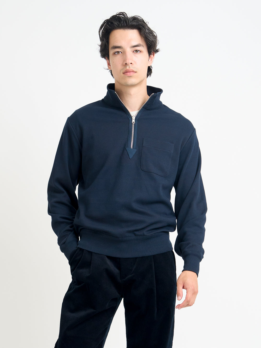 Reversible Half Zip Sweatshirt Latimer Navy/Brown
