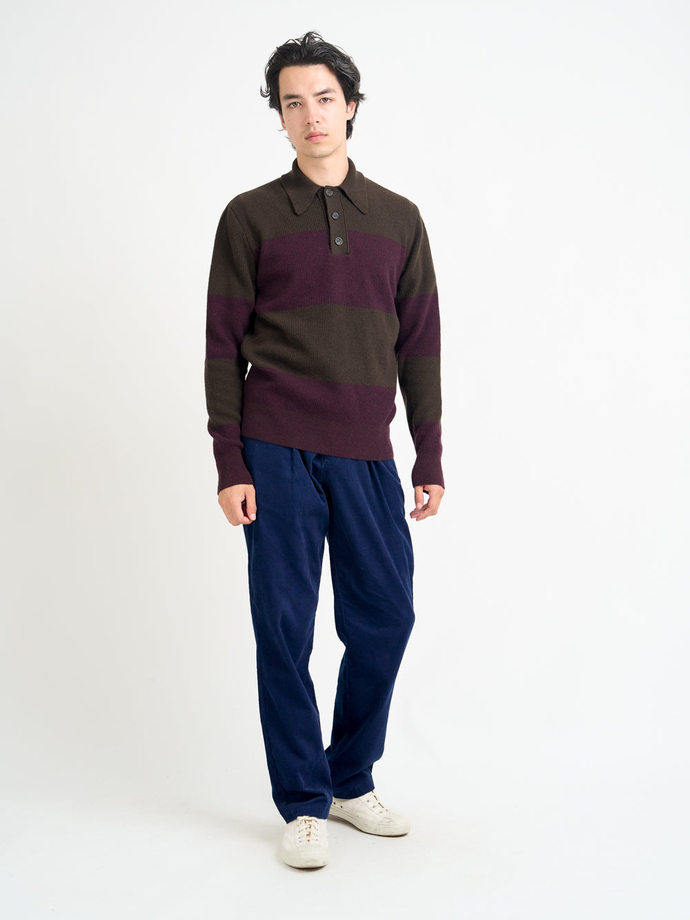 Wren Knitted Polo Shirt Paxton Brown/Purple
