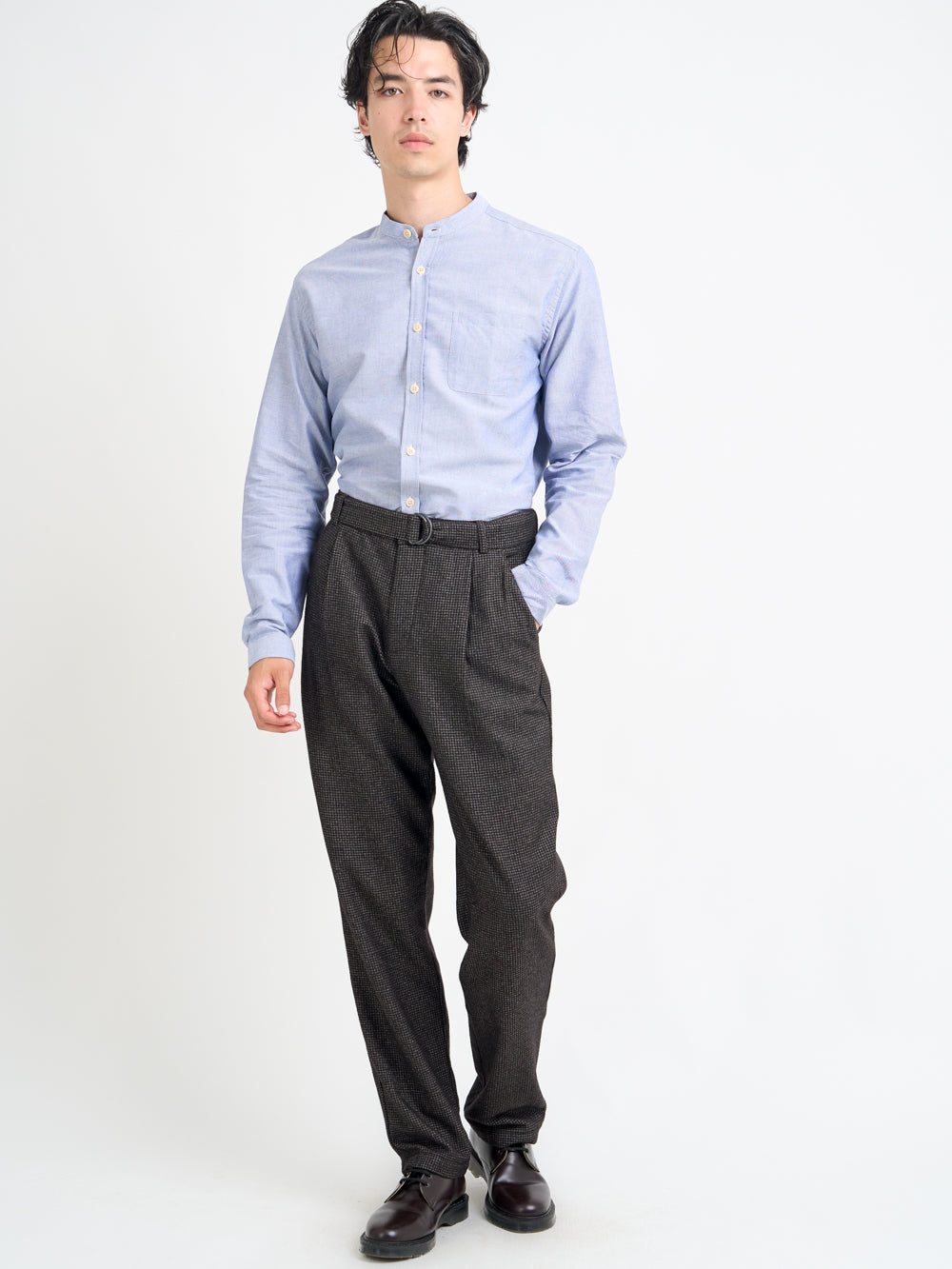 Grandad Shirt Brecon Blue