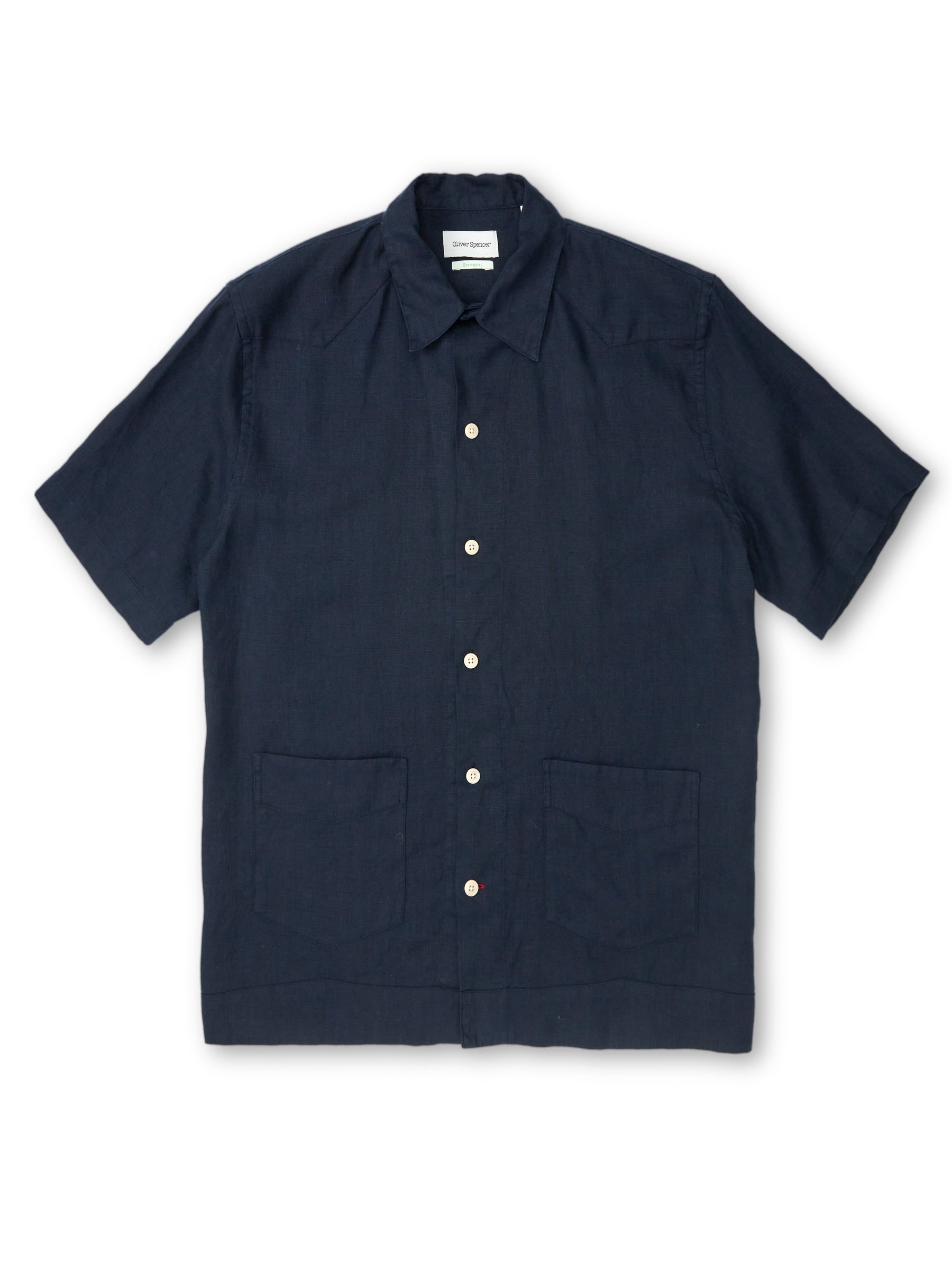 navy short sleeve button up