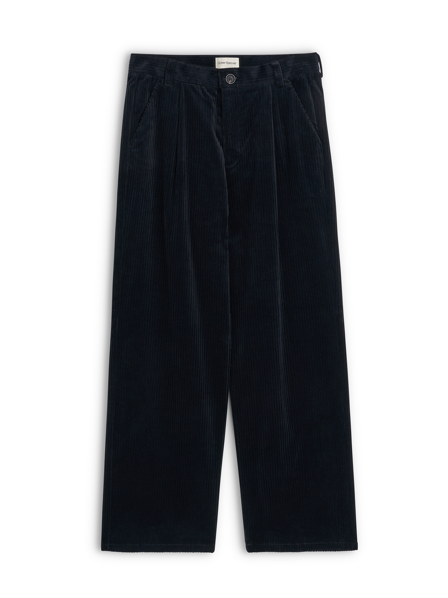Men's Midnight Navy Wide-Leg Cotton Corduroy Trousers – Oliver Spencer
