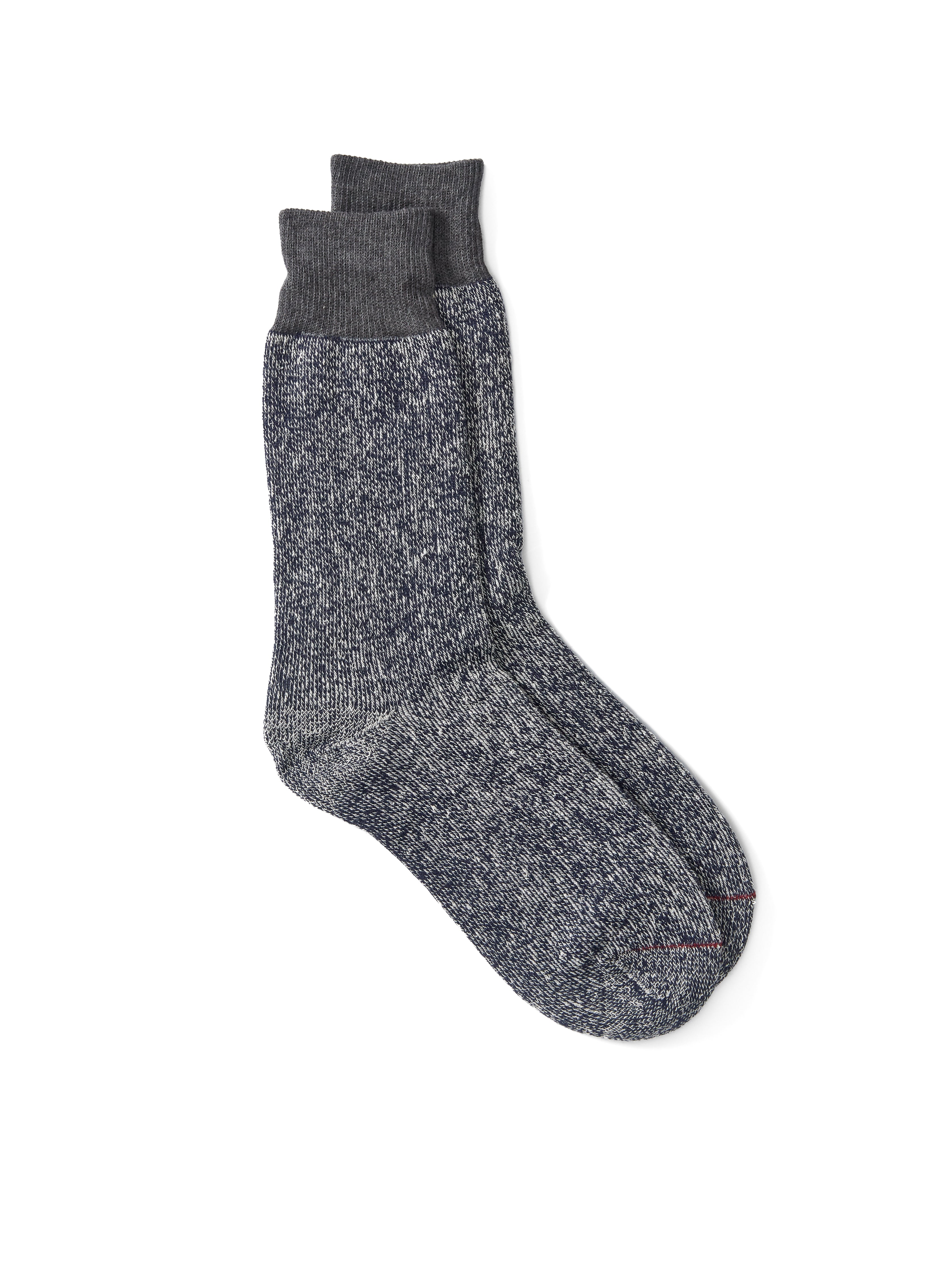 Ro To To Double Face Crew Socks Silk & Cotton Dark Grey/Navy