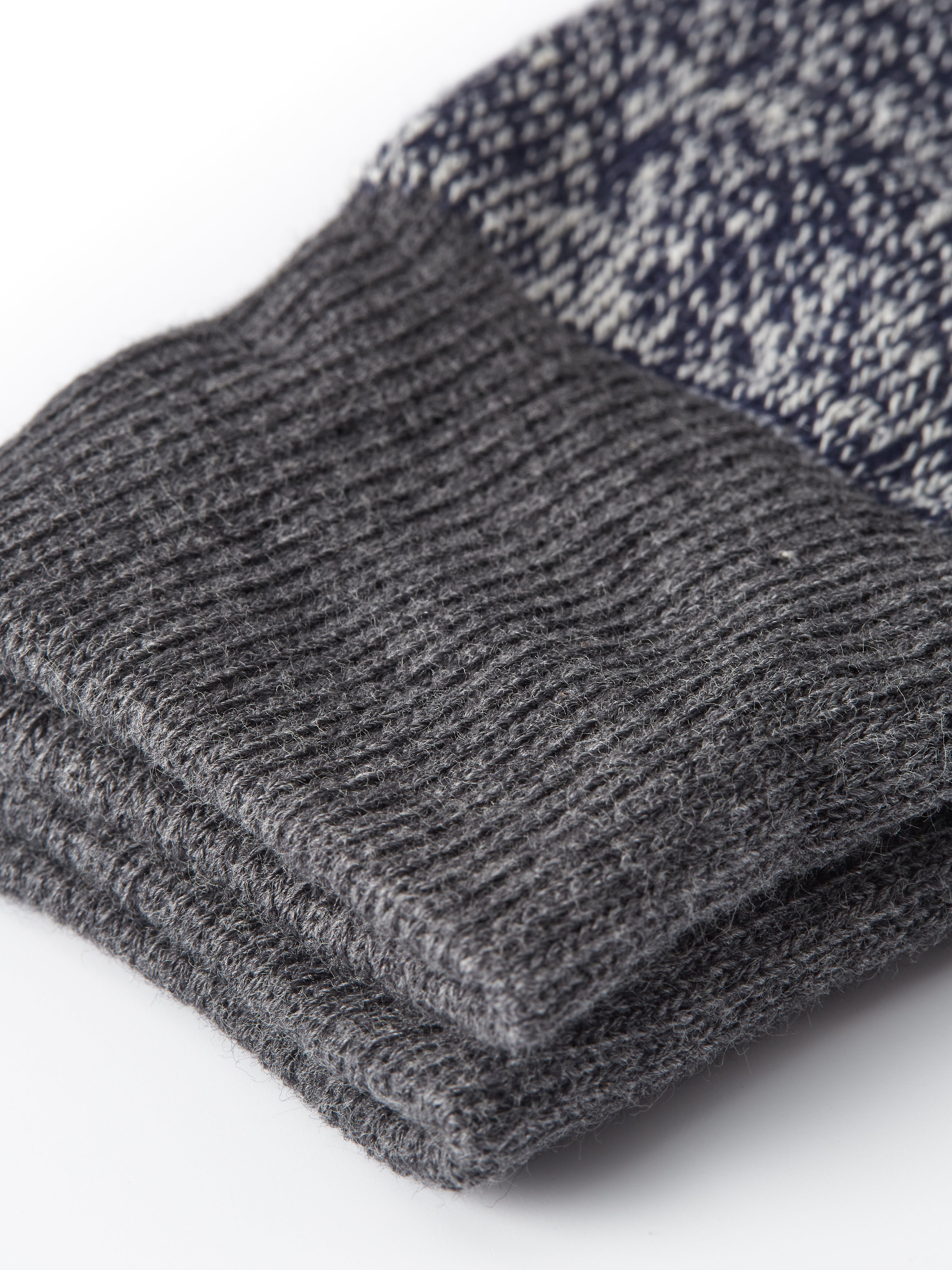 Ro To To Double Face Crew Socks Silk & Cotton Dark Grey/Navy