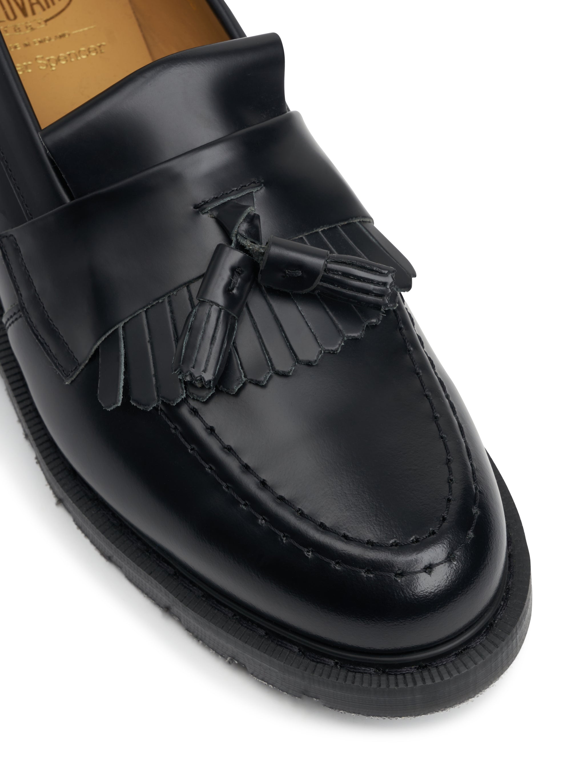 Solovair x Oliver Spencer Black Hi Shine Leather Tassel Loafer
