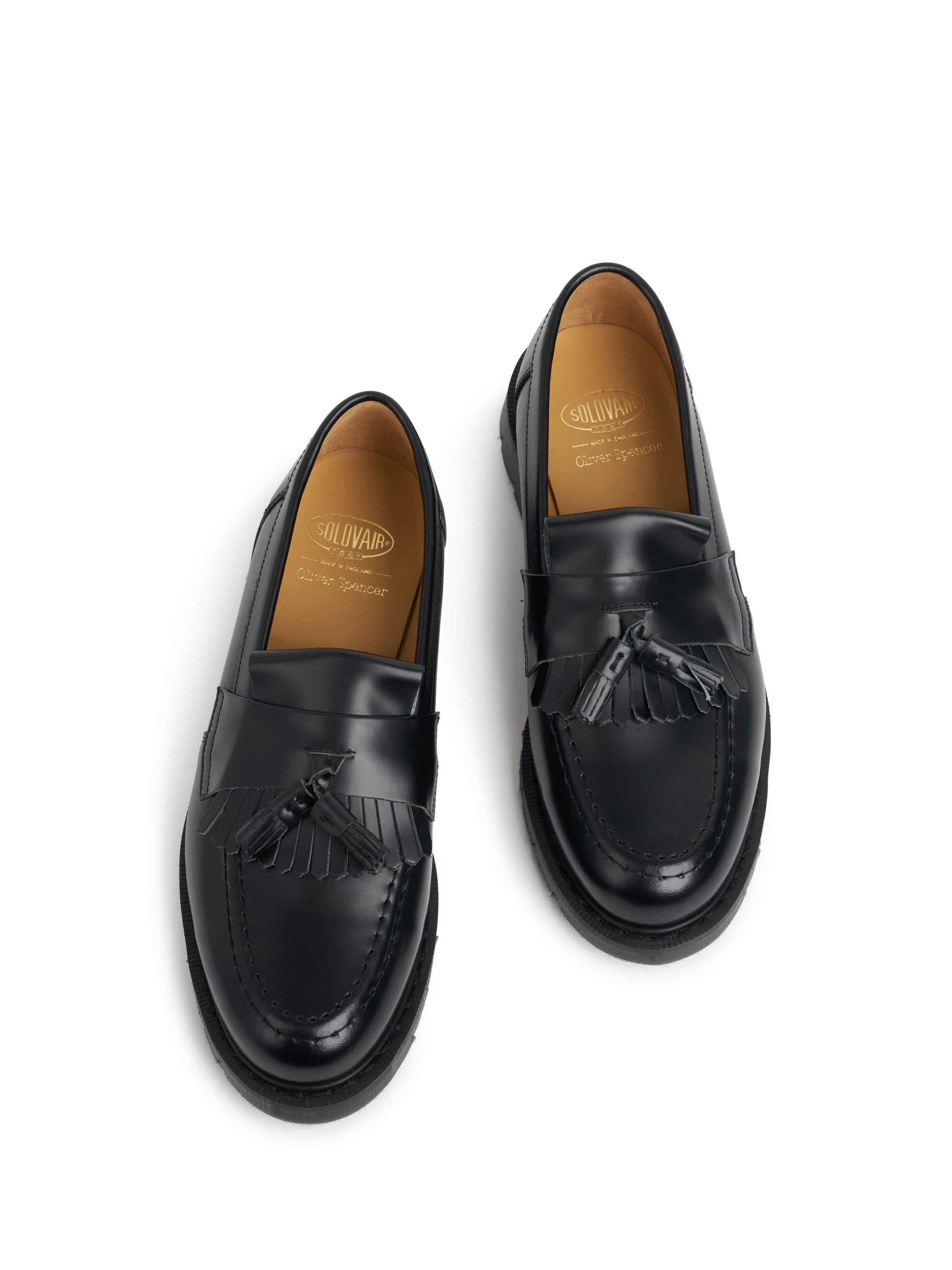 Solovair x Oliver Spencer Black Hi Shine Leather Tassel Loafer