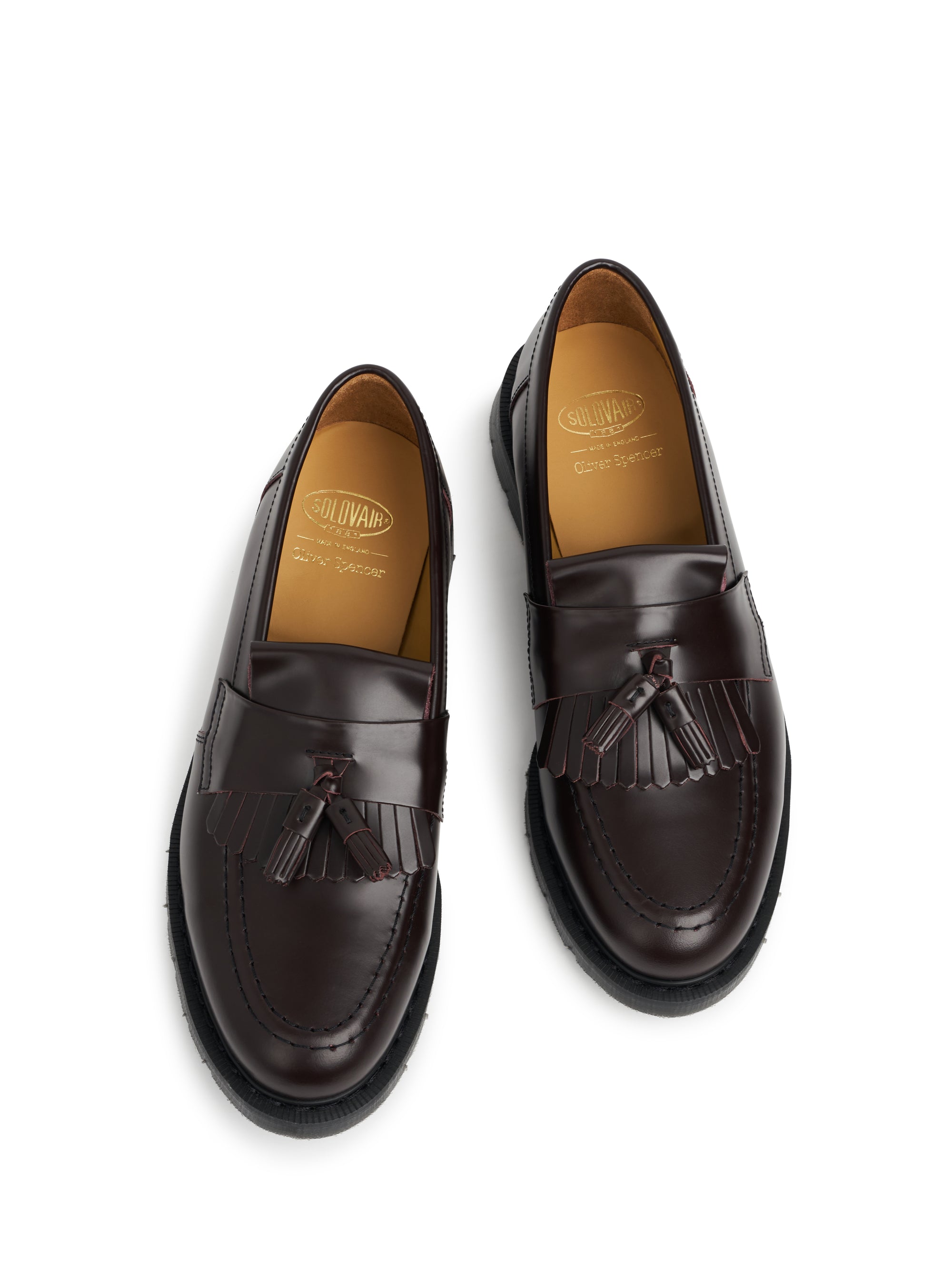 Solovair x Oliver Spencer Oxblood Hi Shine Leather Tassel Loafer