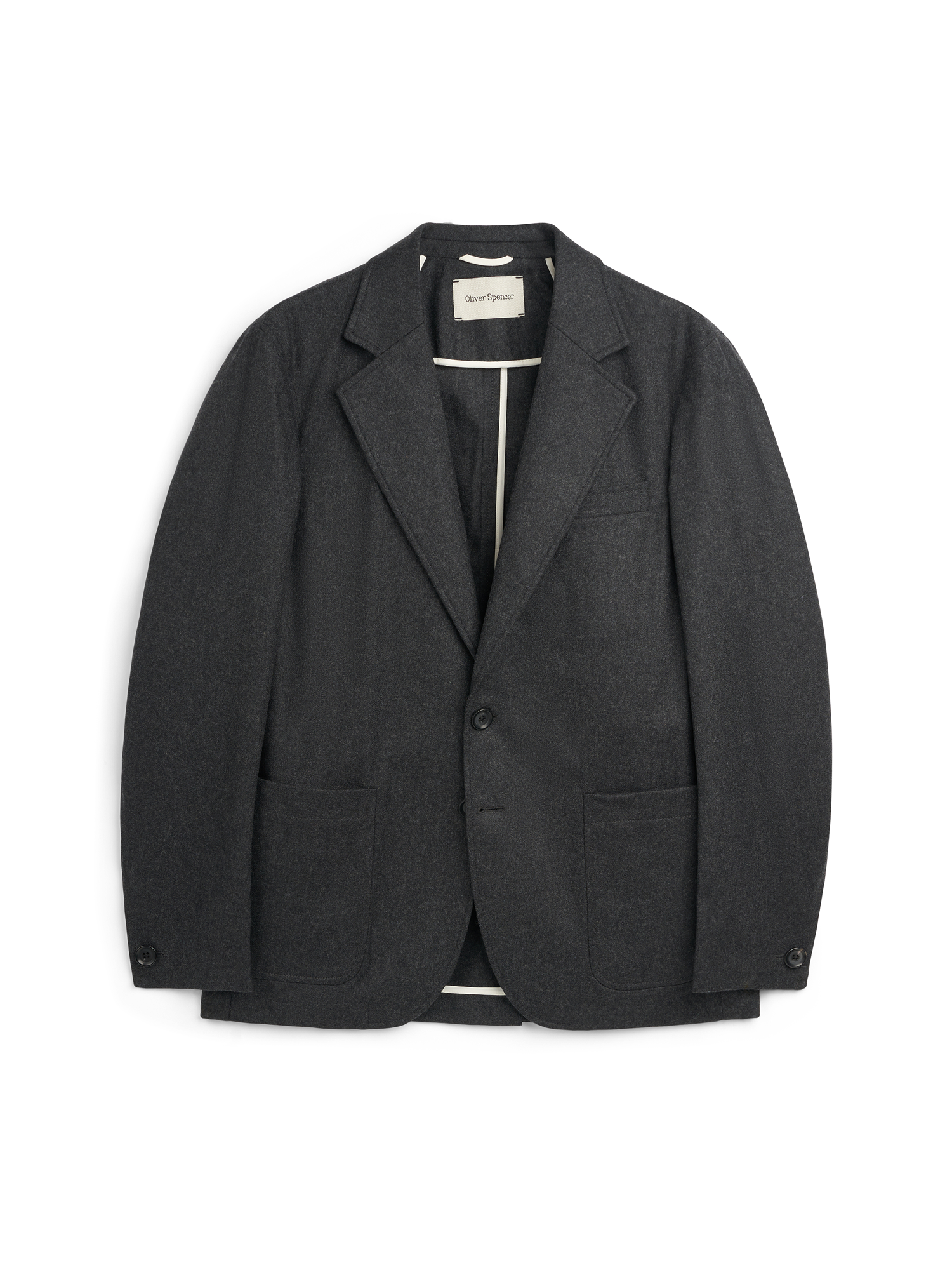 Men's Charcoal Grey Wool Single-Breasted Notch Lapel Sports Jacket