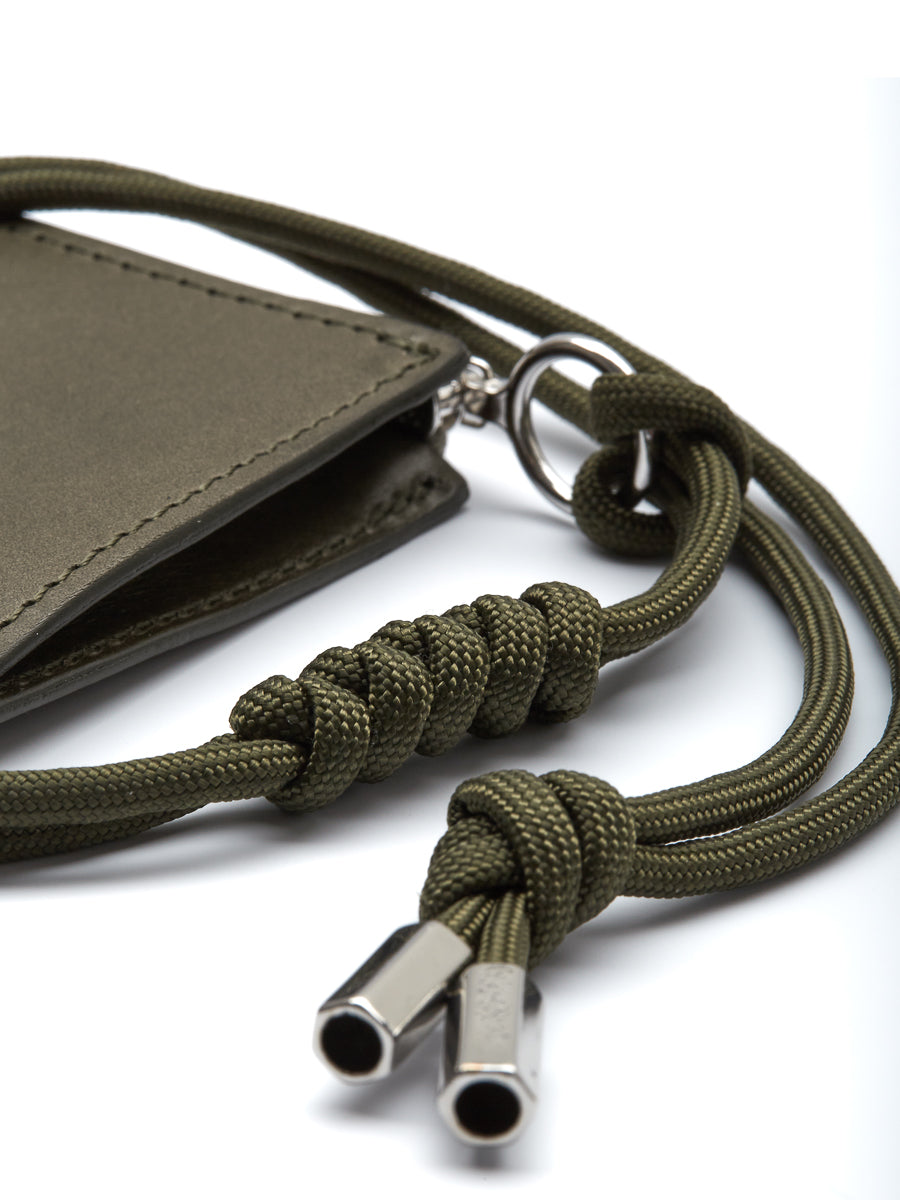 Campbell Cole Khaki Simple Coin Pouch with Lanyard