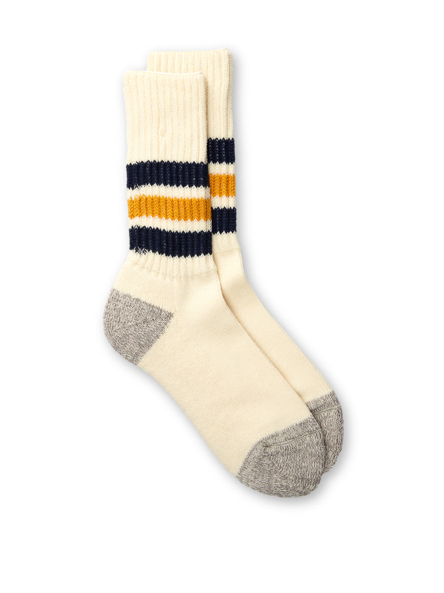Ro To To Coarse Ribbed Old School Socks Navy/Yellow