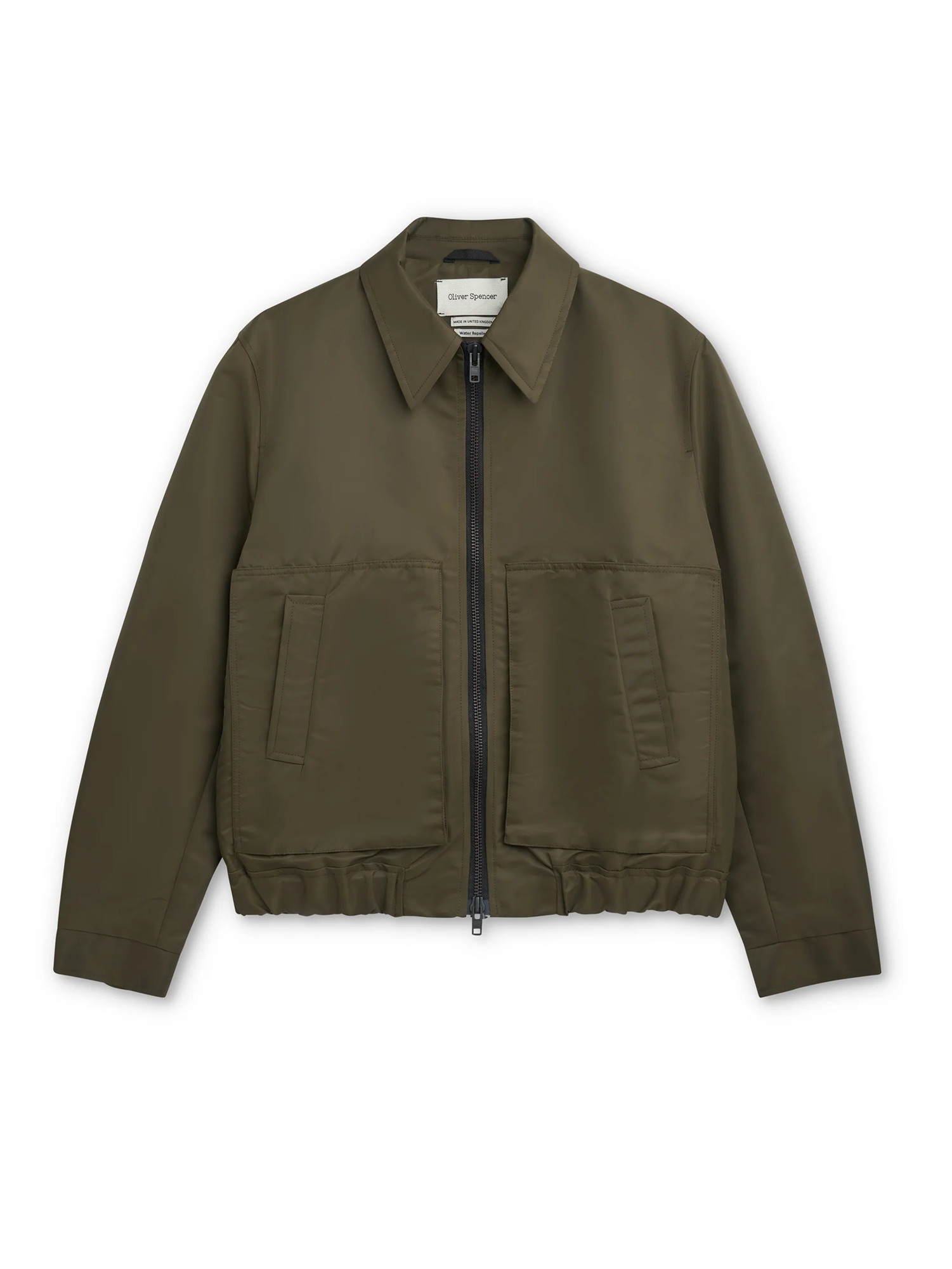 Oliver Spencer Men's Green Water Repellent Bomber Jacket Flat Shot