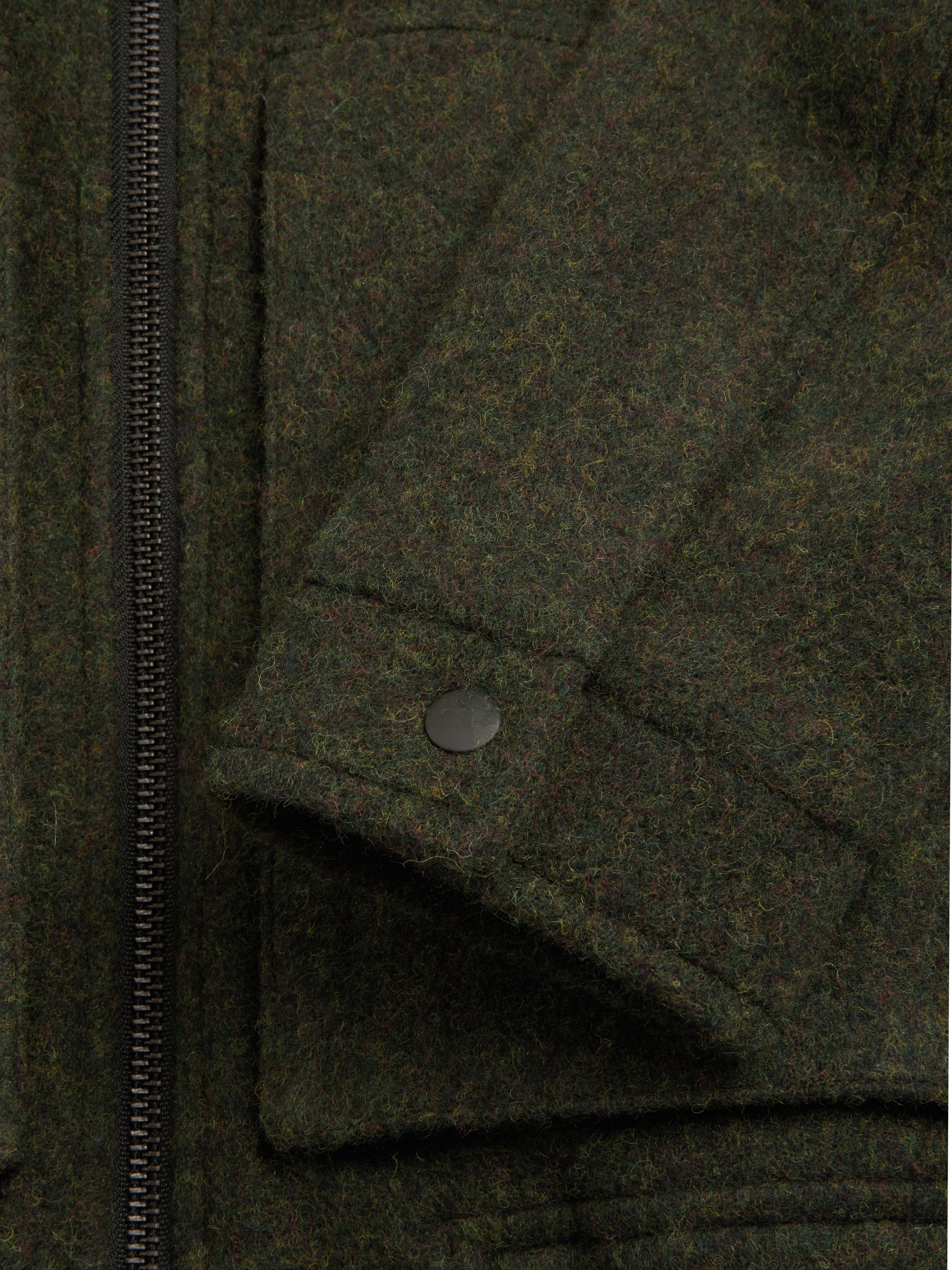 Detailed cuff shot of Oliver Spencer Men's Green Wool Bomber Jacket