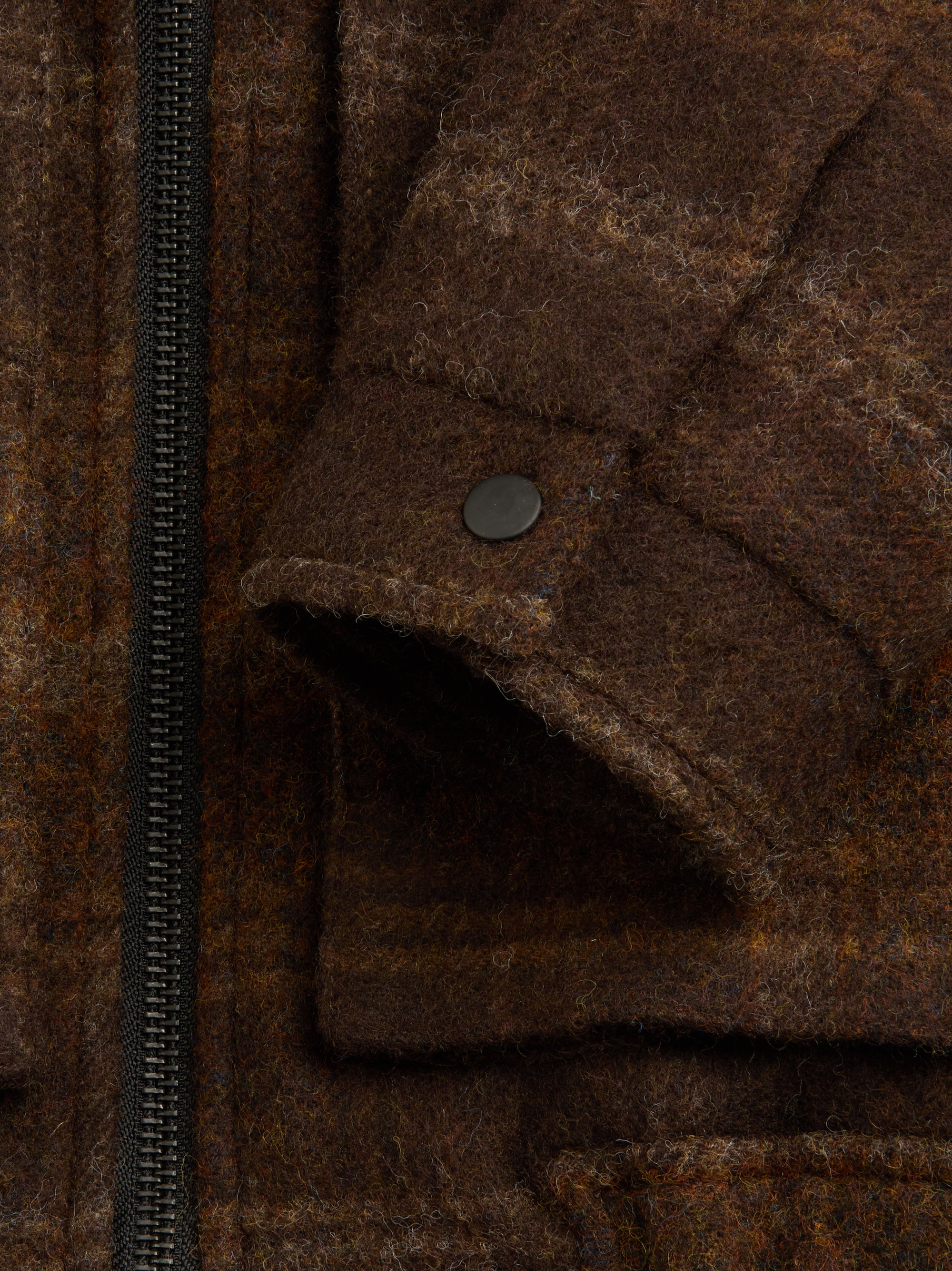 Detailed cuff shot of Oliver Spencer Men's Brown Check Wool Bomber Jacket