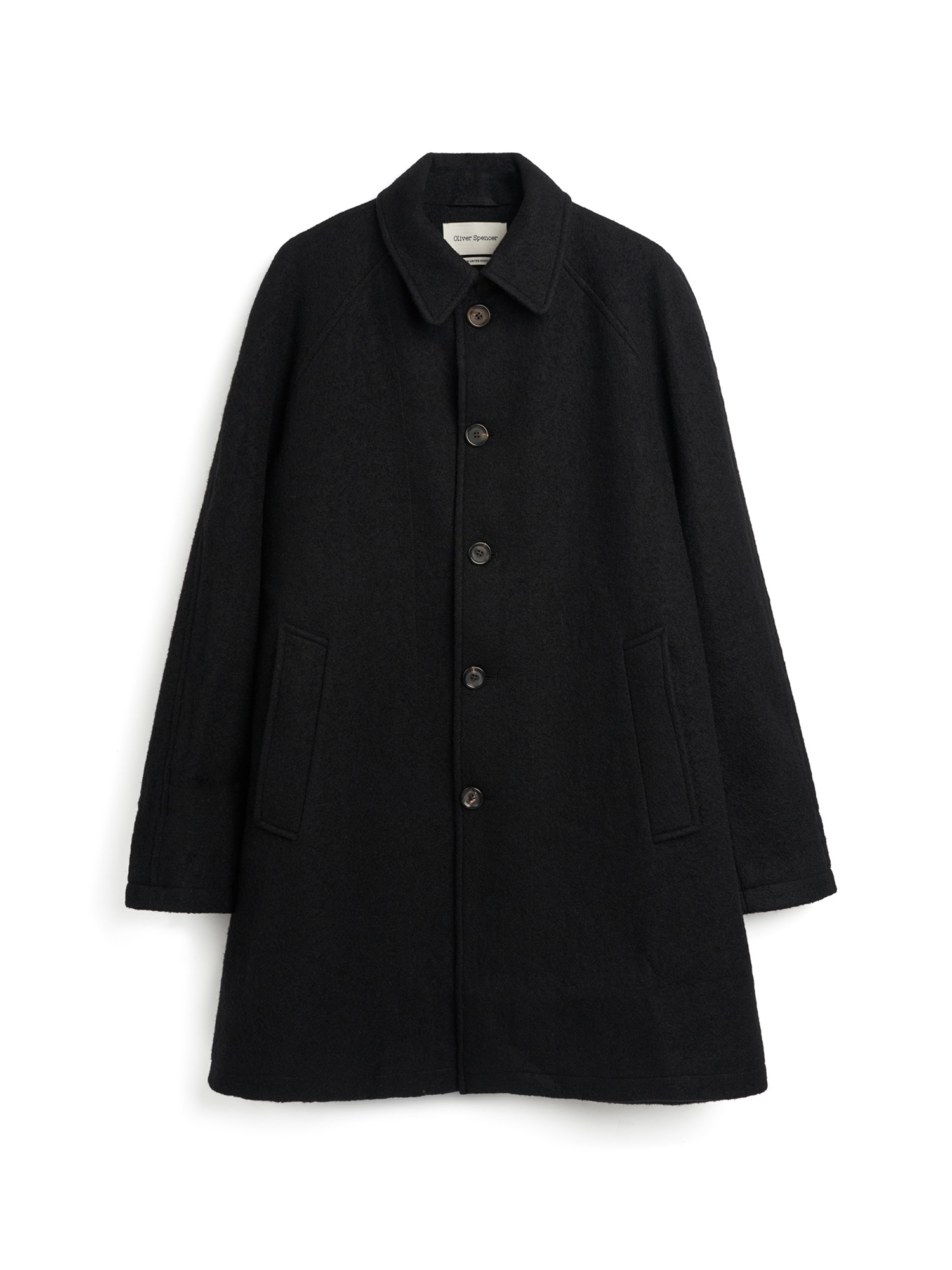 Oliver Spencer Men's Black Wool Car Coat Flat Shot