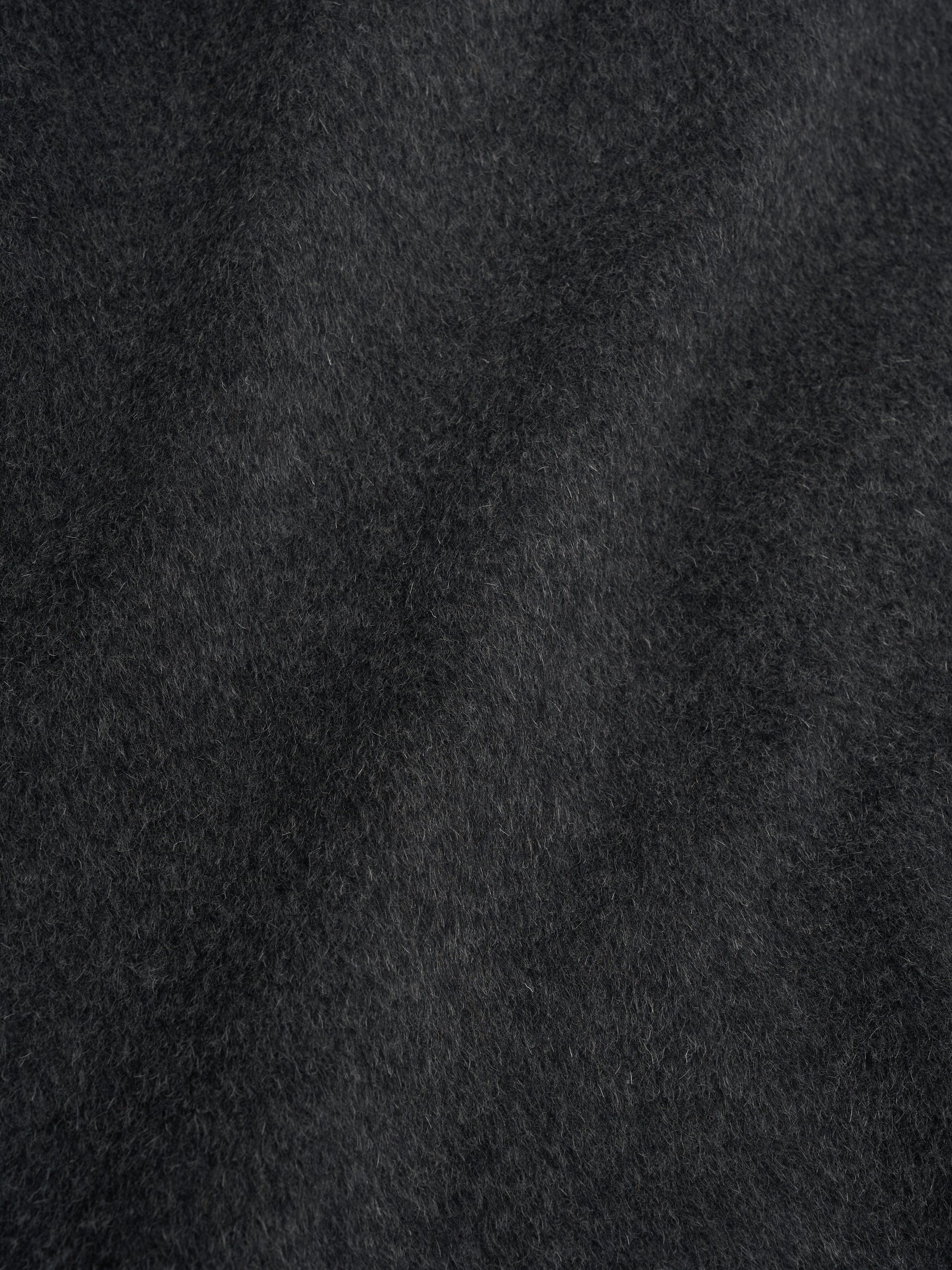 Detailed material shot of Oliver Spencer men's Charcoal Recycled Wool And Mohair Trench Coat