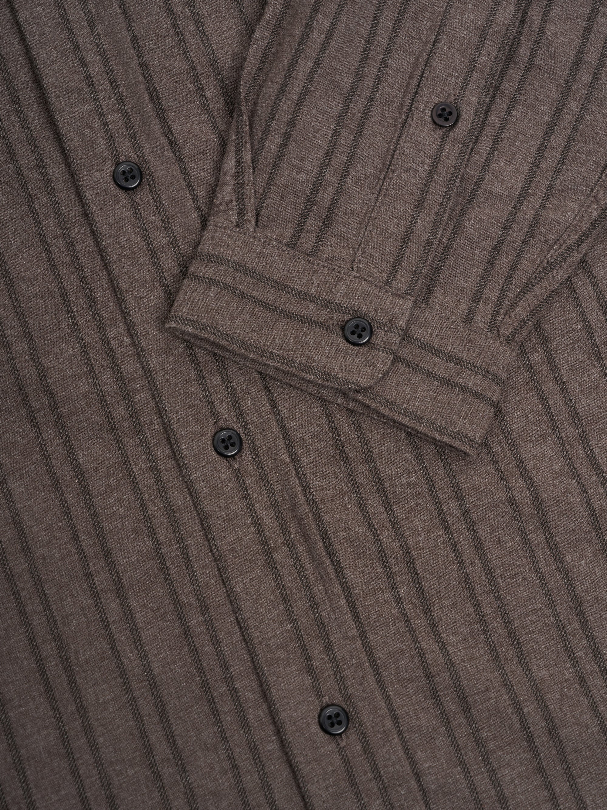 Close up detailed shot of Oliver Spencer Men's Button Down Striped Cotton Shirt