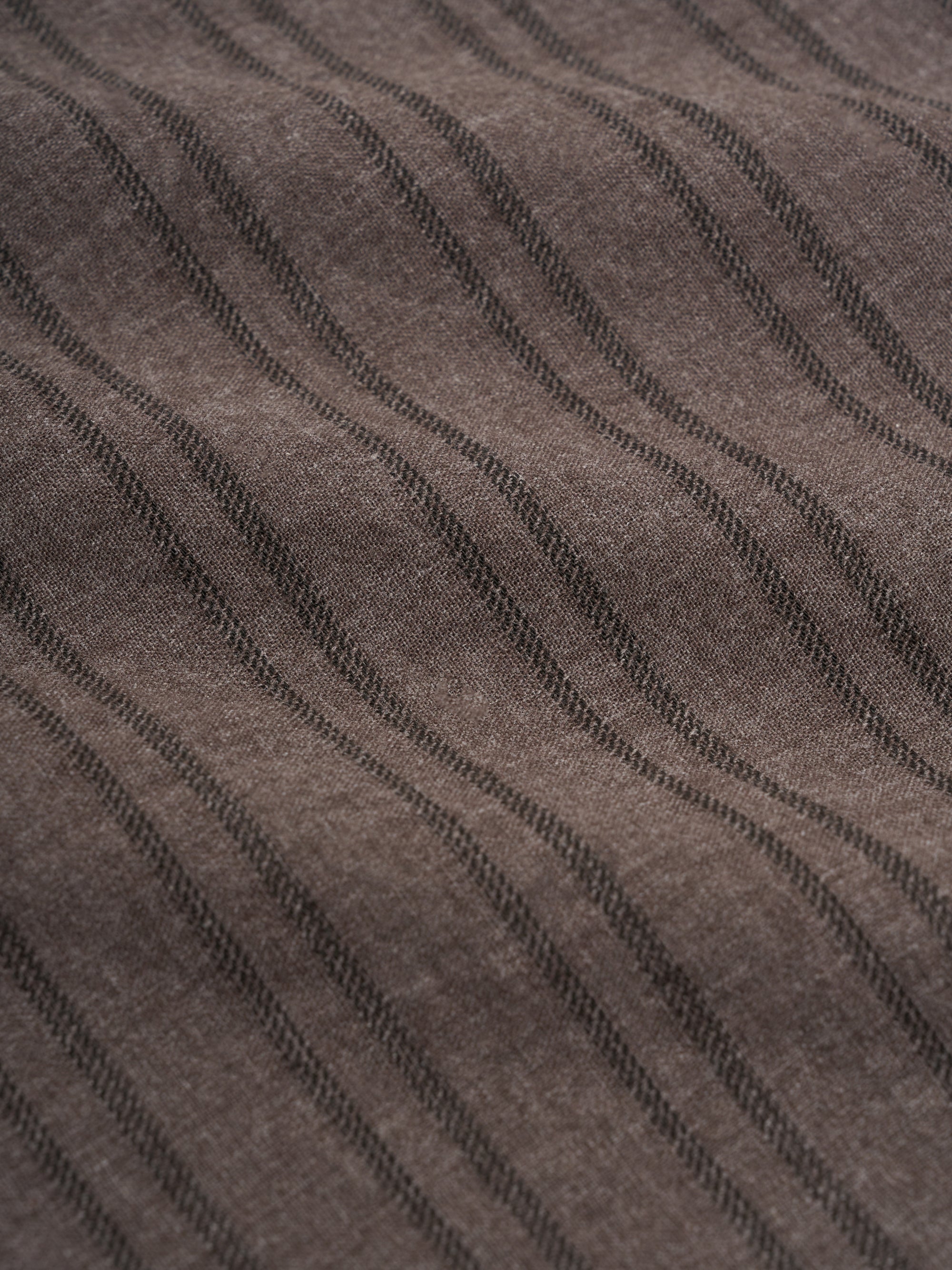 Close up material shot of Oliver Spencer Men&#39;s Button Down Striped Cotton Shirt