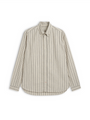 Oliver Spencer Men's Button Down Cream Striped Cotton Shirt