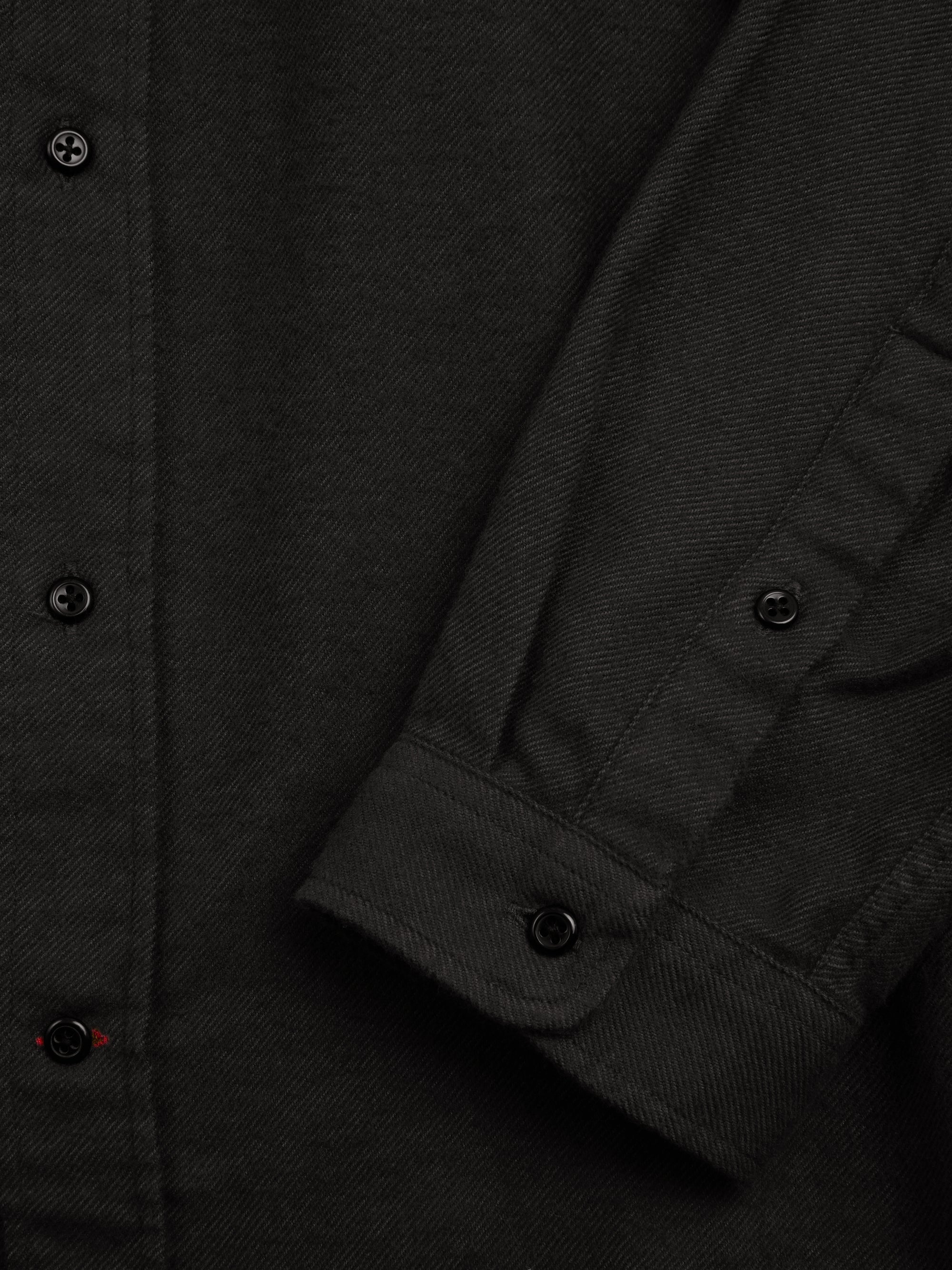 Detailed cuff shot of Oliver Spencer Men&#39;s Dark Grey Button Down Organic Cotton Shirt