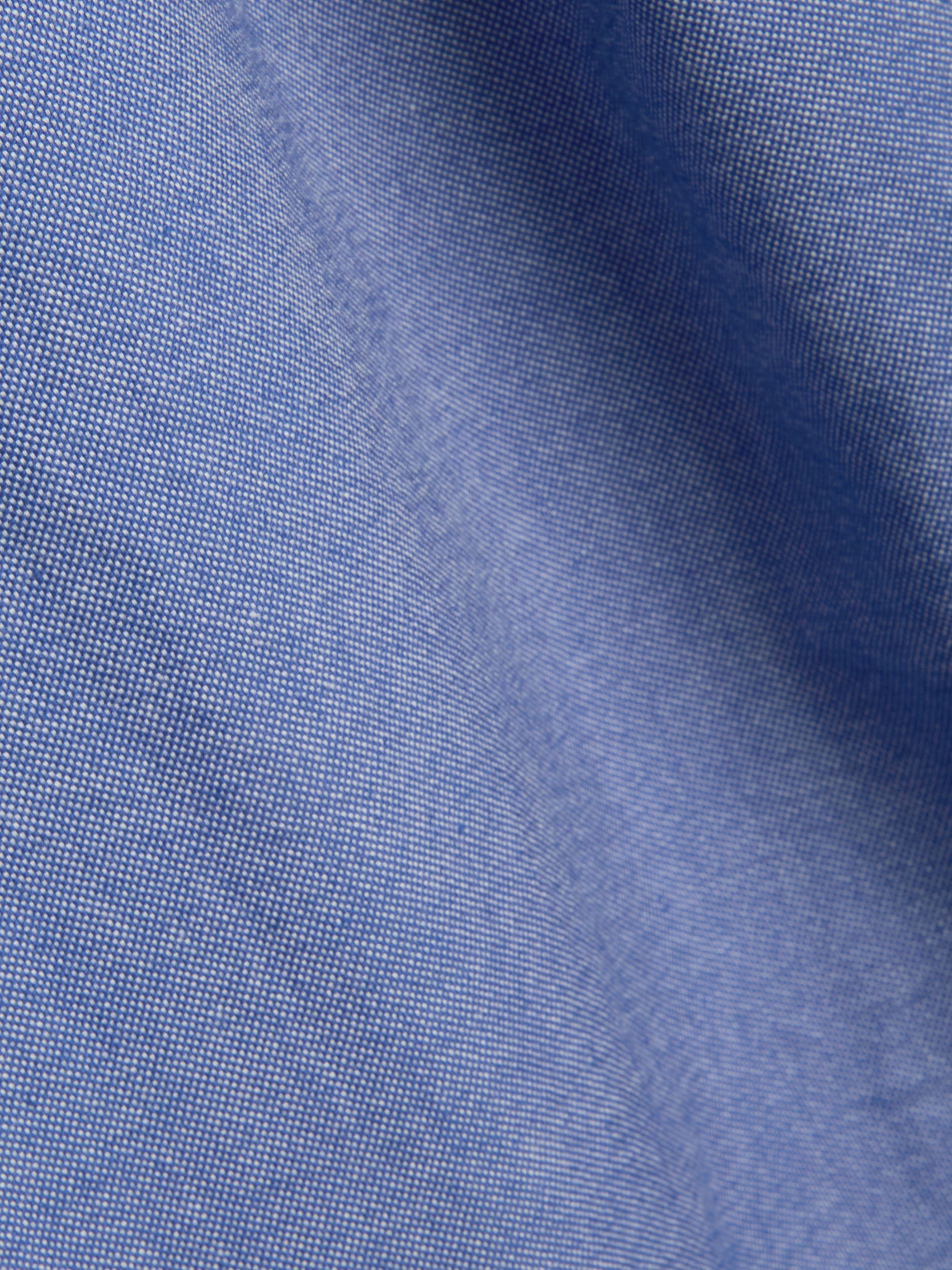 Detailed material shot of Oliver Spencer Men&#39;s Blue Button Down Cotton Shirt