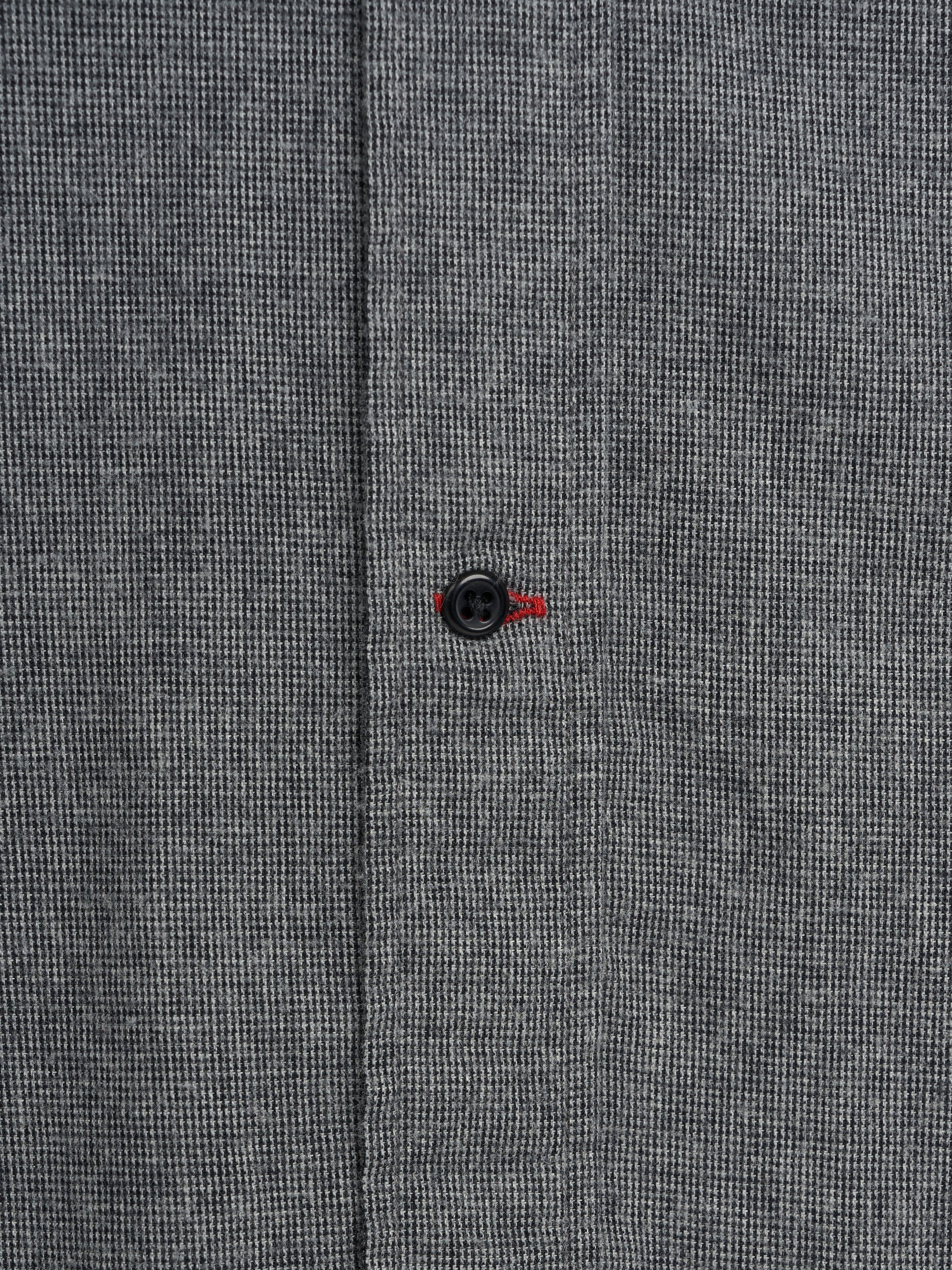 Detailed material shot of Oliver Spencer Men&#39;s Grey Brushed Cotton Button-Down Shirt