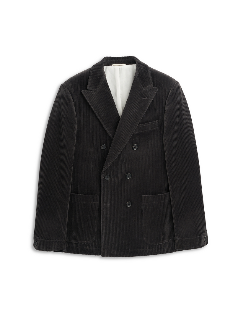 Oliver Spencer Grey Cotton Corduroy Double-Breasted Jacket
