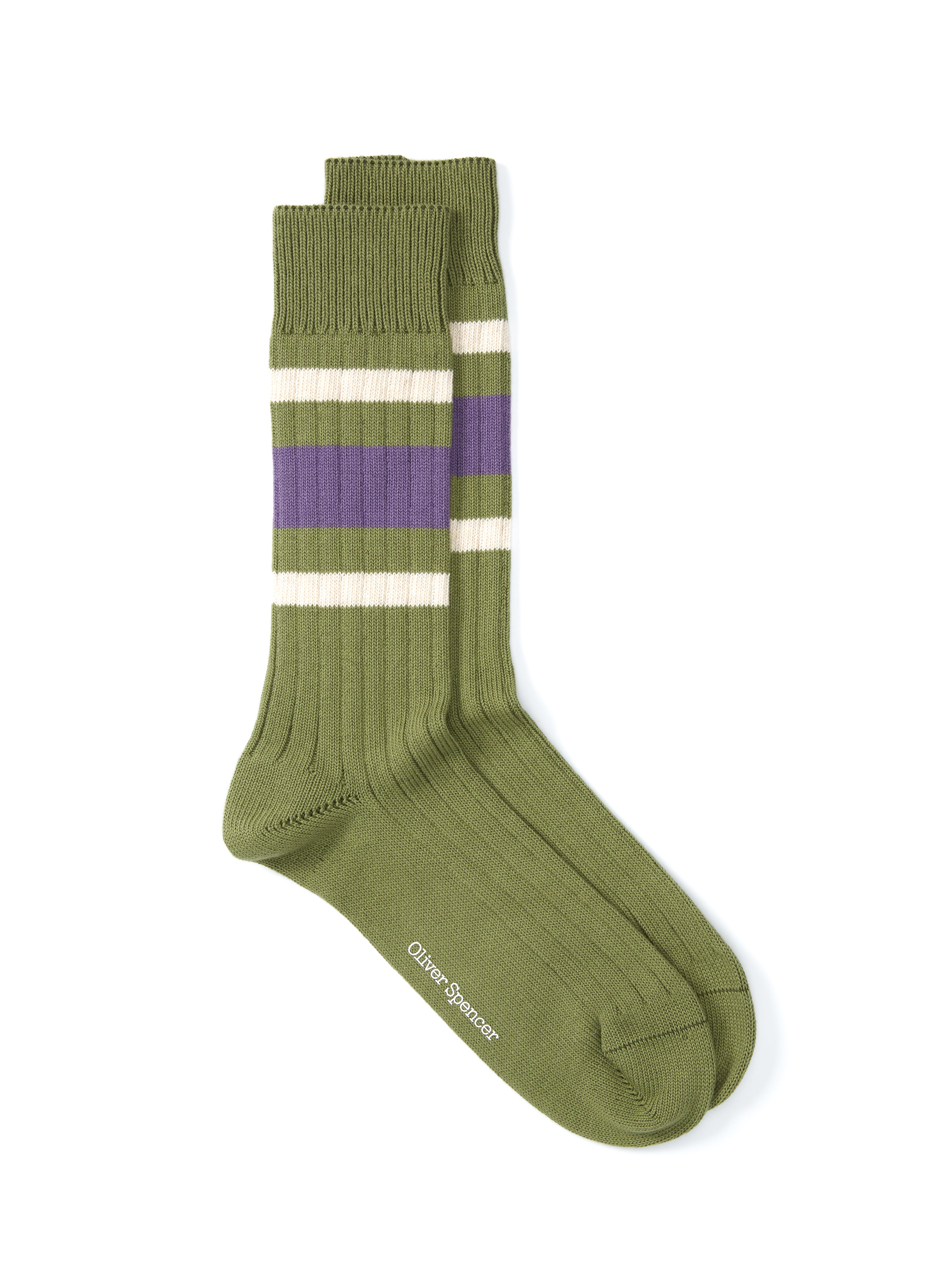 Polperro Socks Albion Green/Mauve
