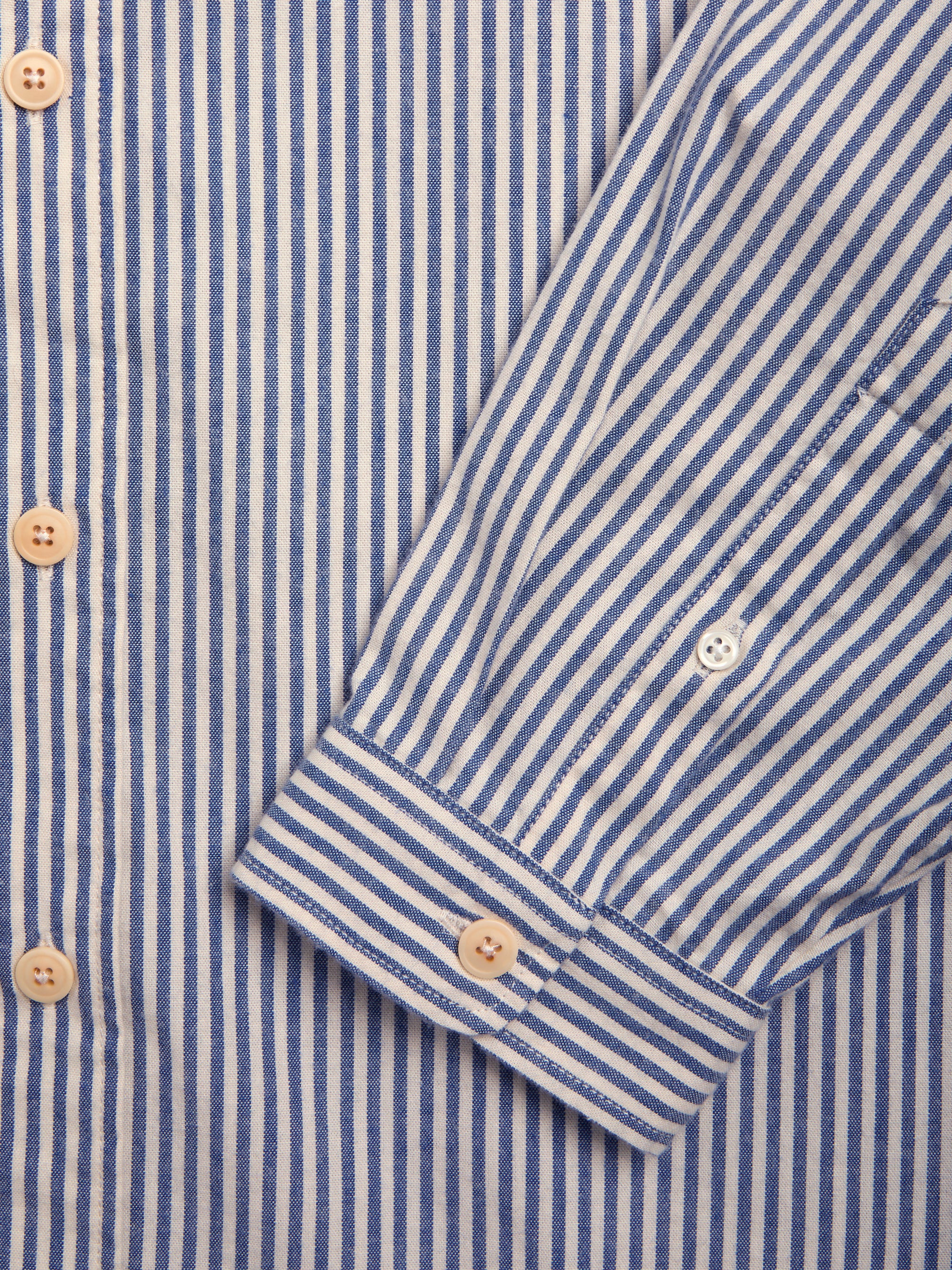 Cuff shot of Oliver Spencer Oversized Spread Collar Organic Cotton Shirt 