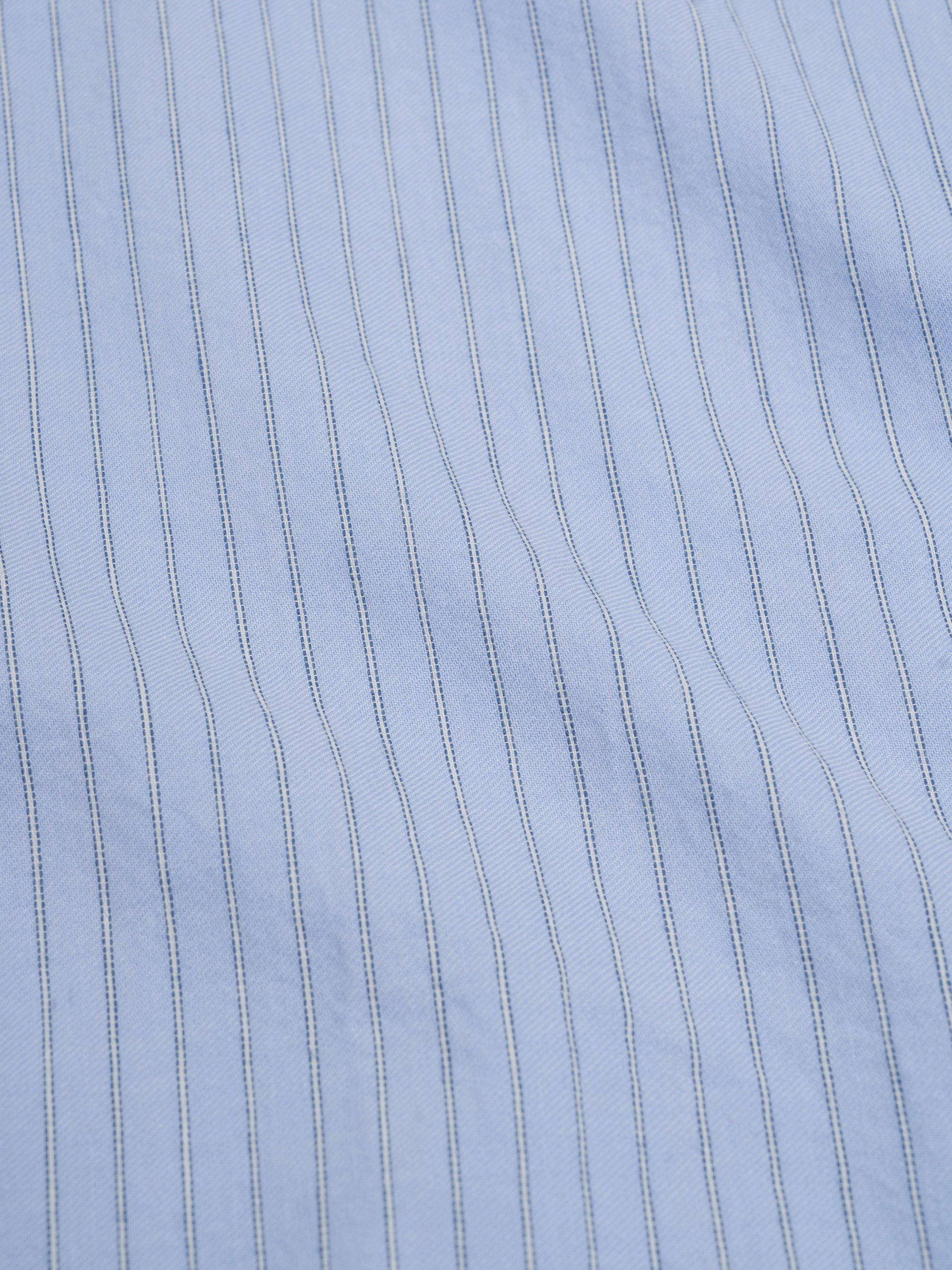 Material shot of Oliver Spencer Loose Fitting Garrison Long Sleeve Shirt in Faber Blue