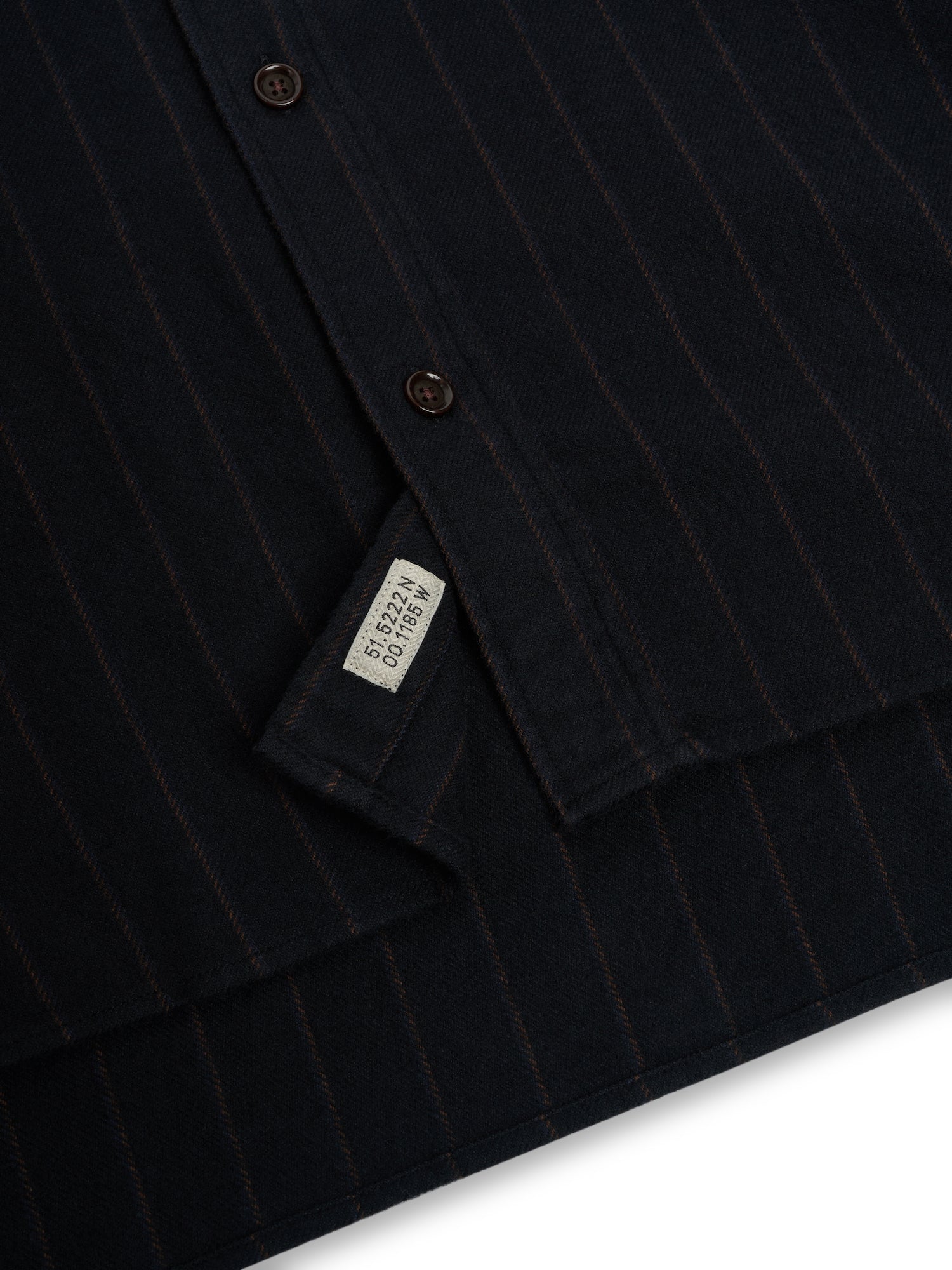 Detailed Shot of Oliver Spencer Loose Fitting Garrison Long Sleeve Shirt in Nielson Navy