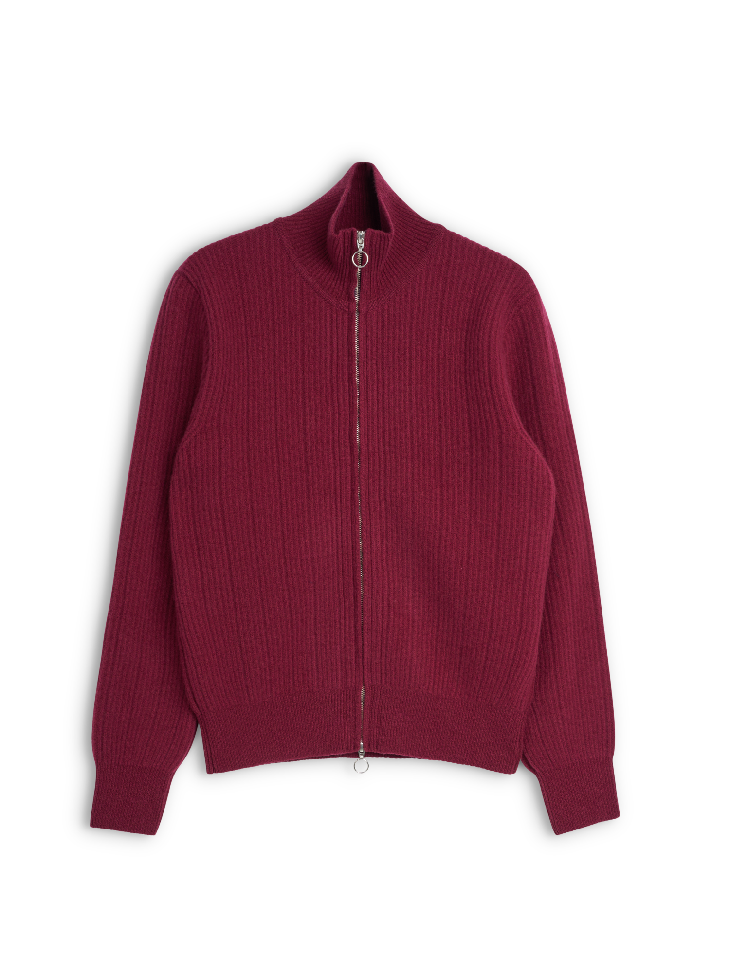 Oliver Spencer Men's Burgundy Zip up Cardigan Flat Shot