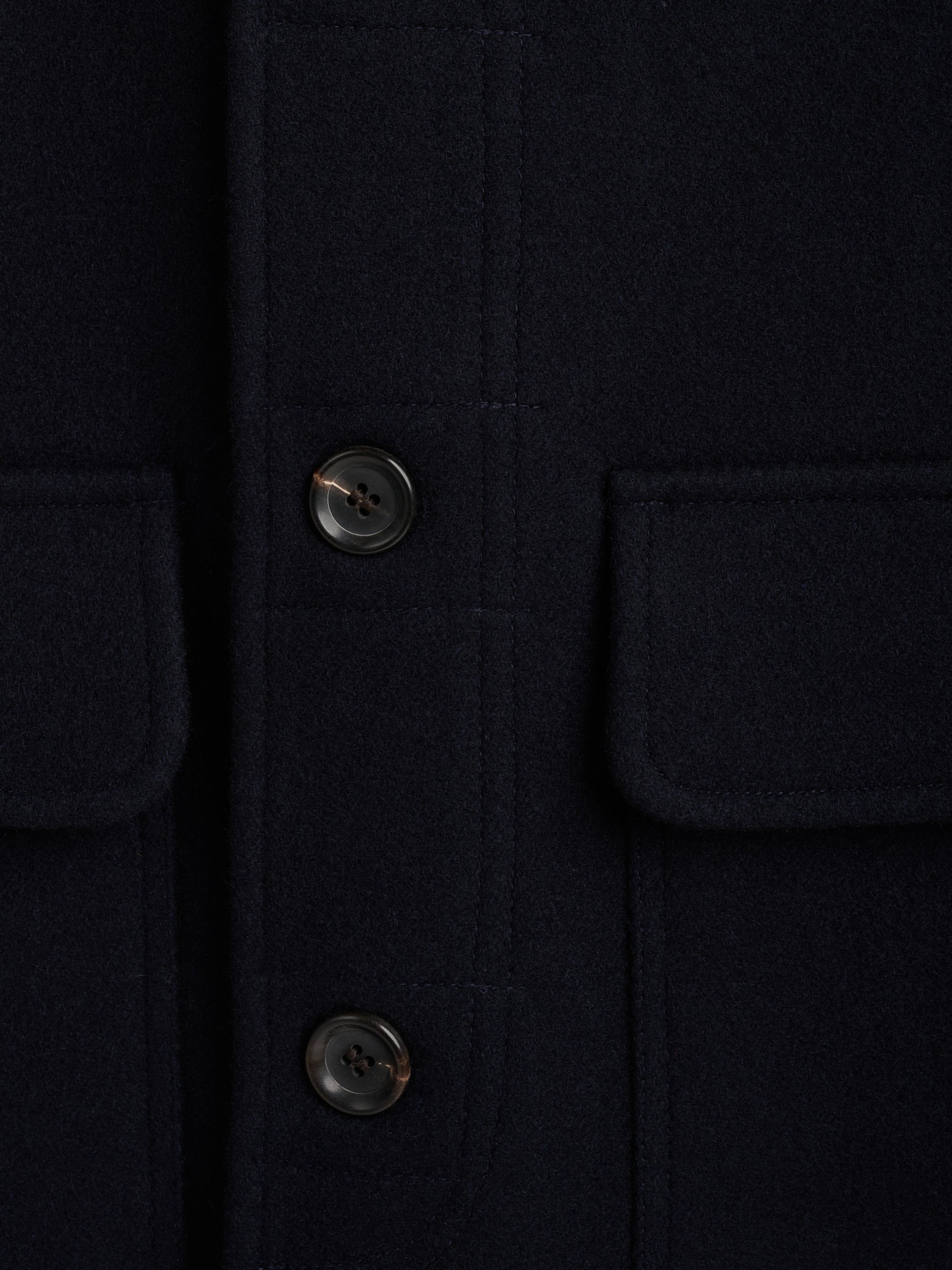 Detailed button shot of Oliver Spencer Black Lambeth Jacket