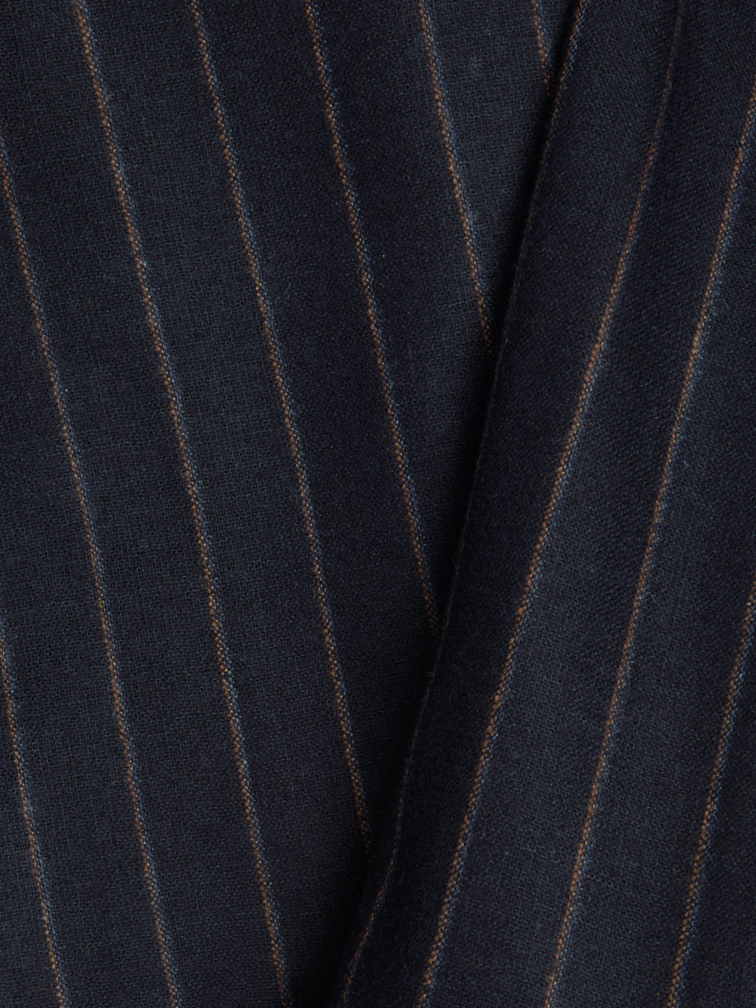 Detailed material shot of Oliver Spencer Men's Unstructured Peak Lapel Navy Striped Jacket