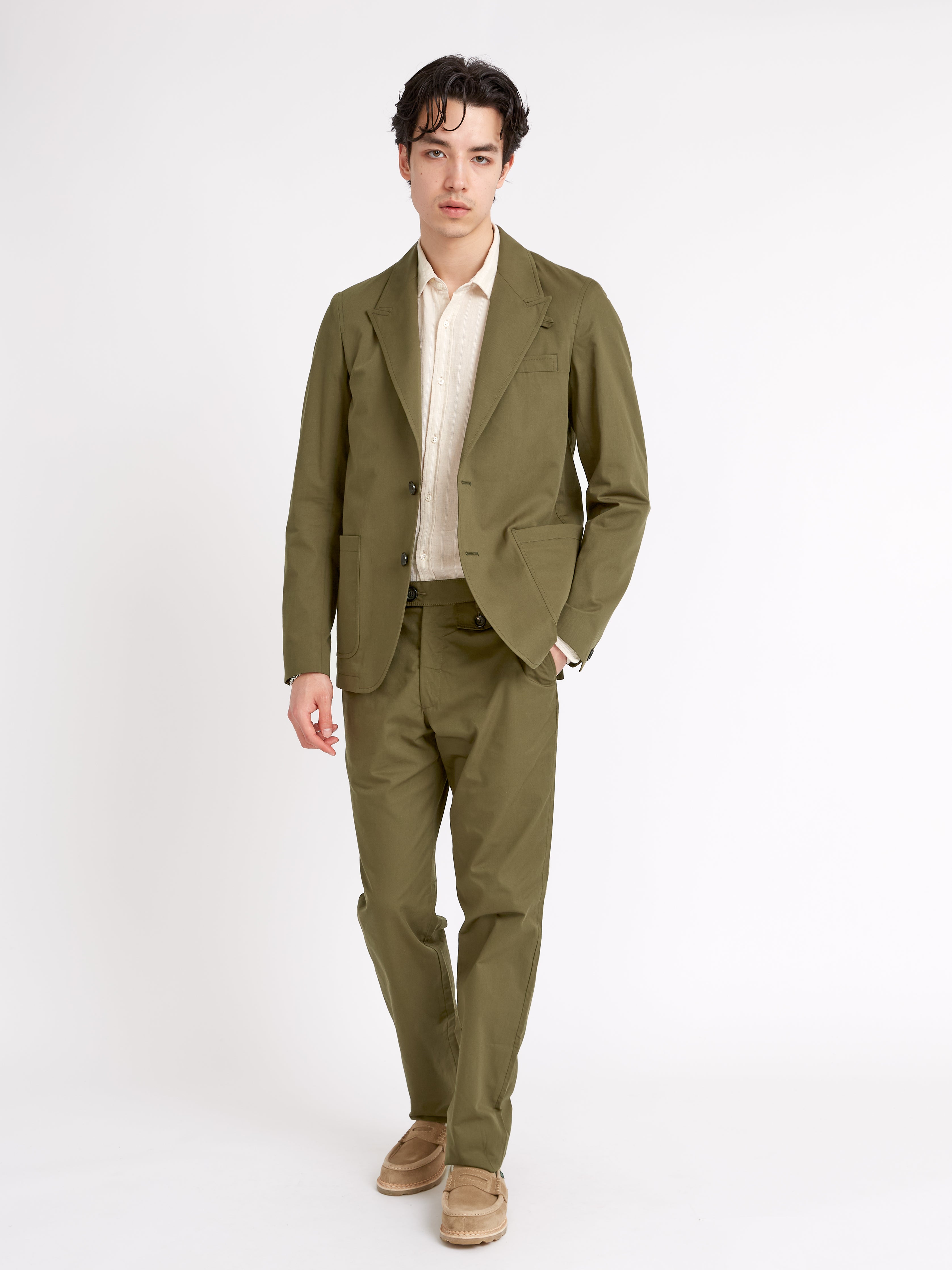 Green Lightweight Peak Lapel Cotton Jacket – Oliver Spencer