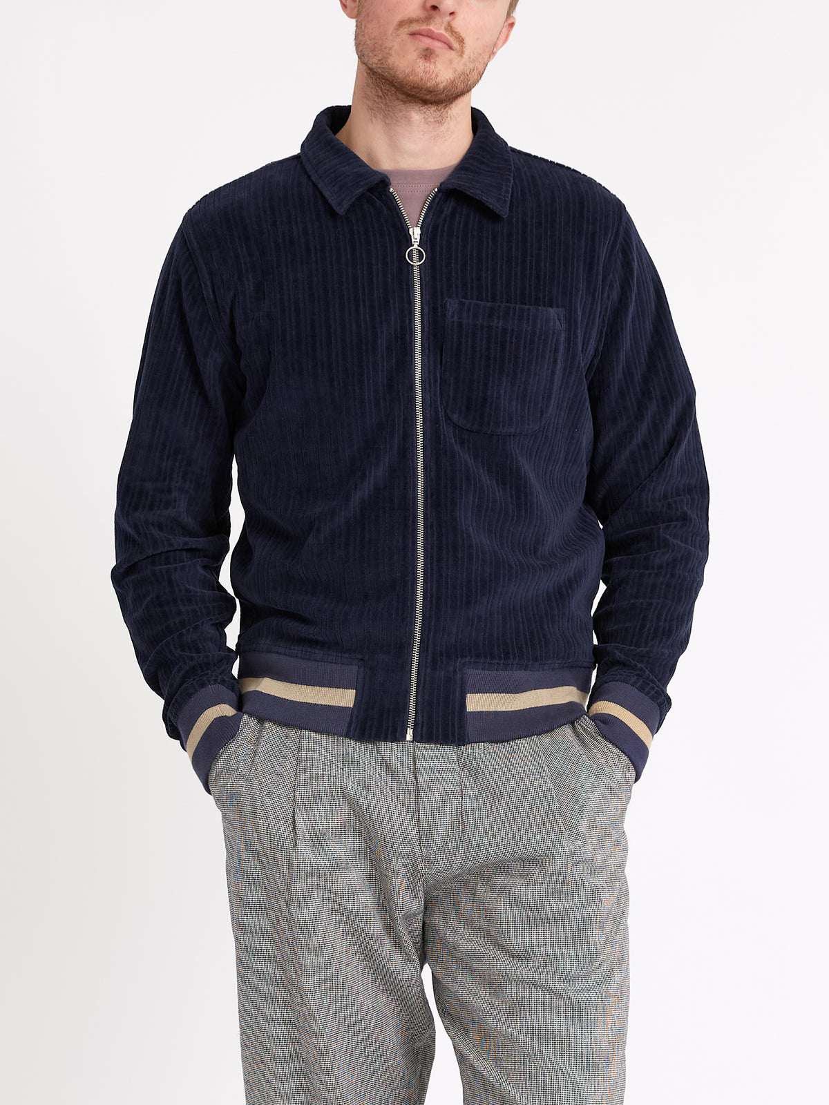 Navy Terry Cloth Zip Through Cotton Track Jacket – Oliver Spencer