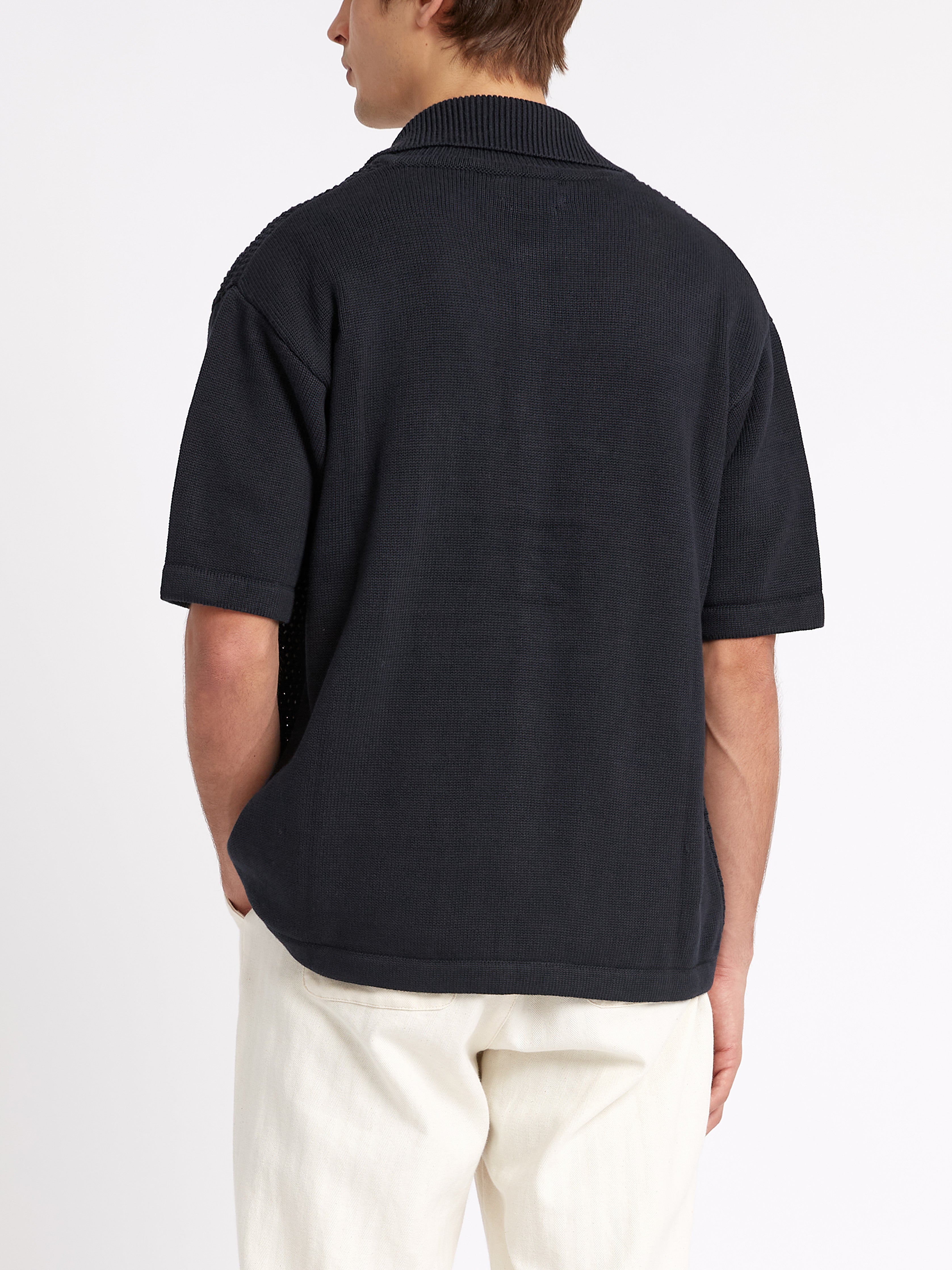 Short Sleeve Mawes Knitted Shirt Tamar Navy