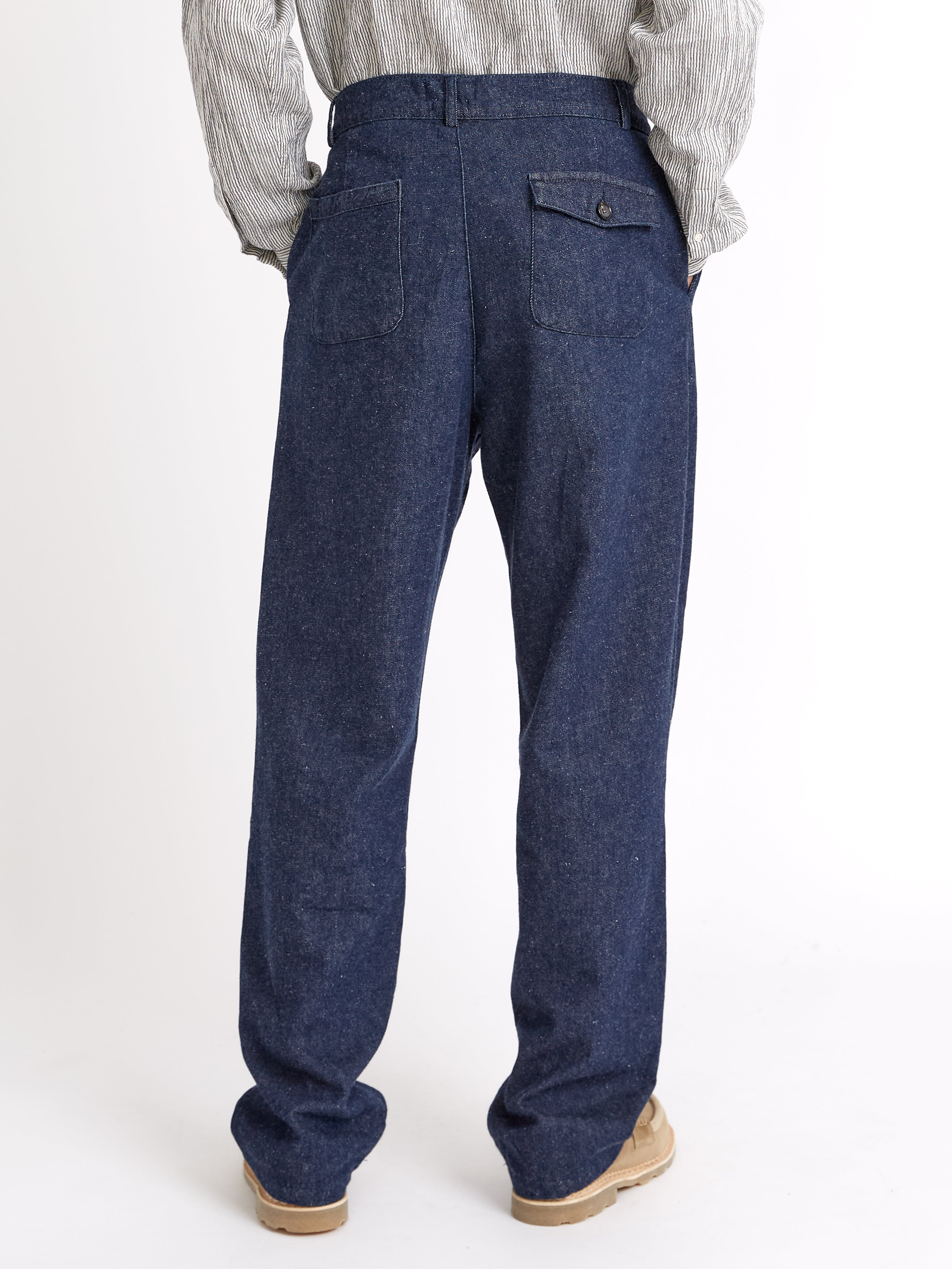 Morton Pleated Trousers Burnham Denim Indigo Blue