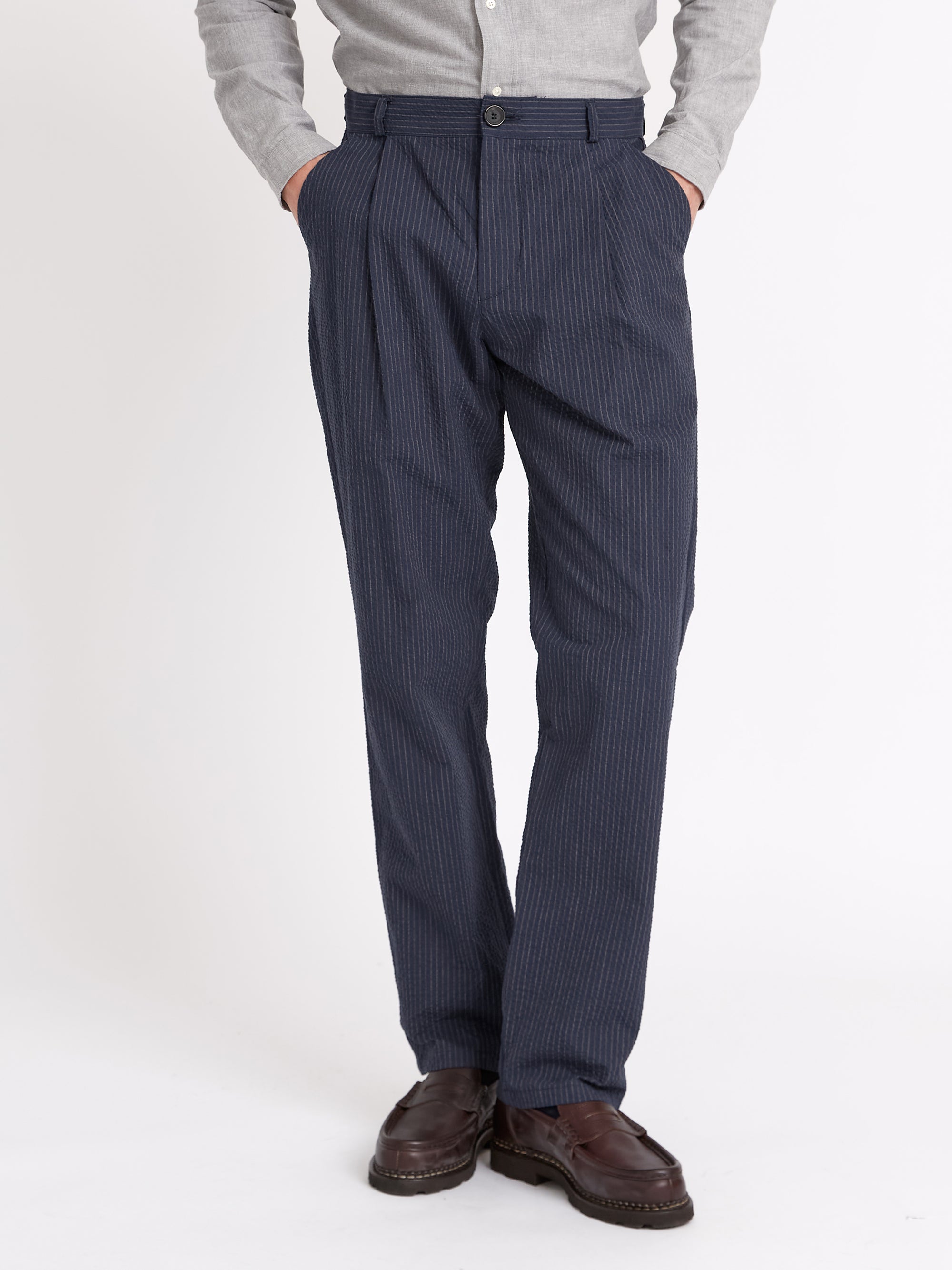 Morton Pleated Trousers Granville Navy