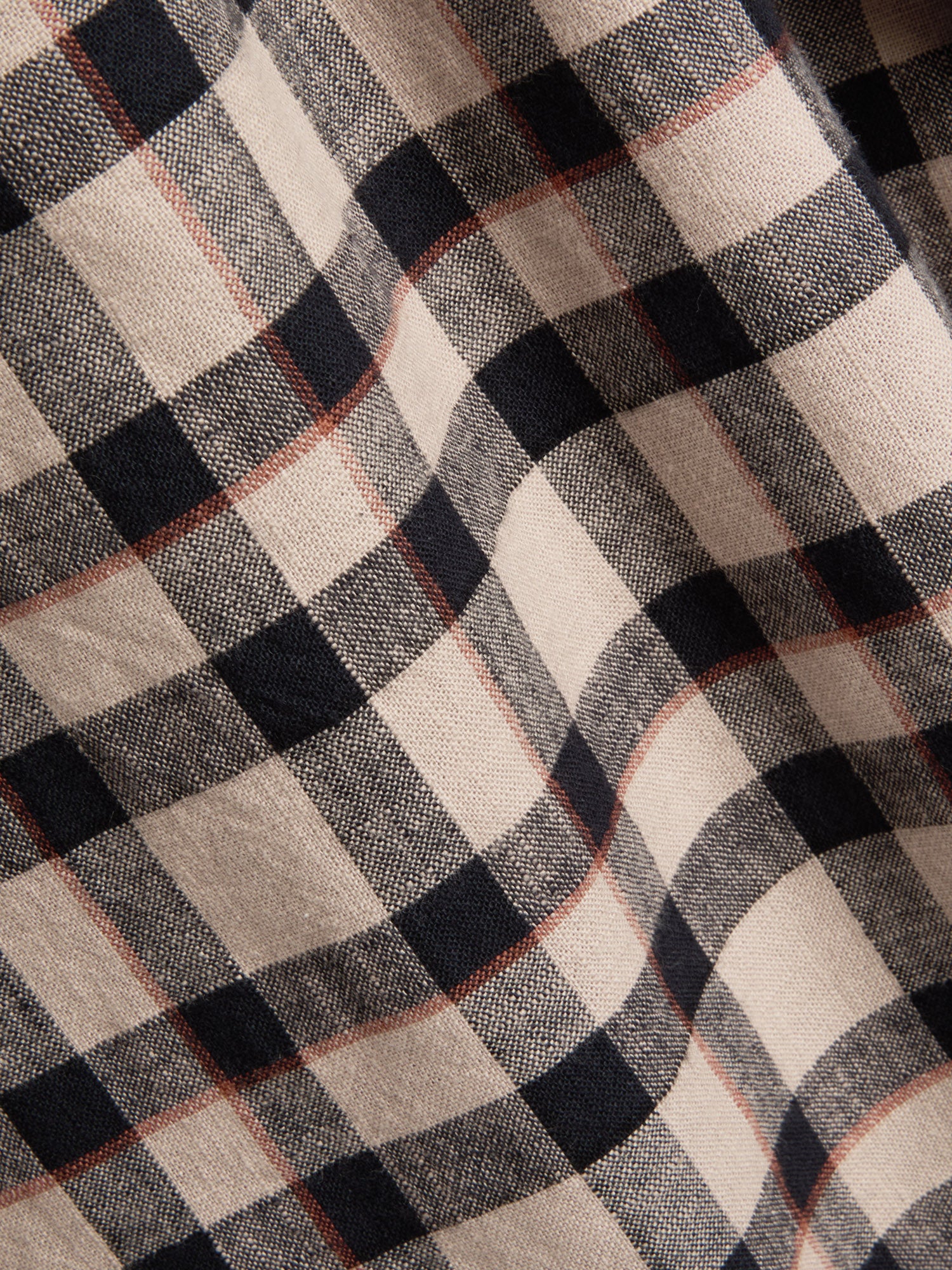 Detailed material shot of Oliver Spencer Walden Navy Spear Collar Organic Cotton Shirt