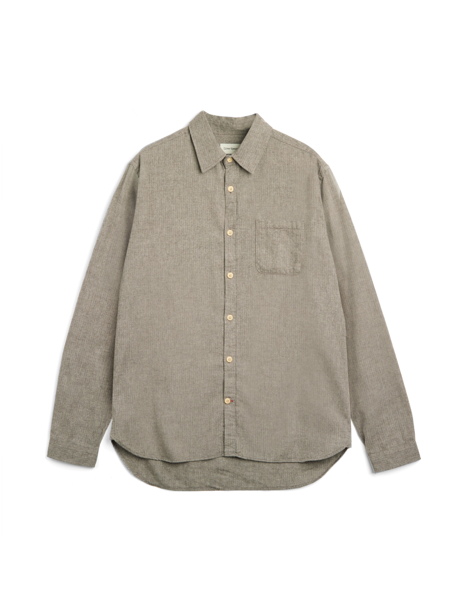 Oliver Spencer Grey Spear Collar Cotton Shirt Flat Shot